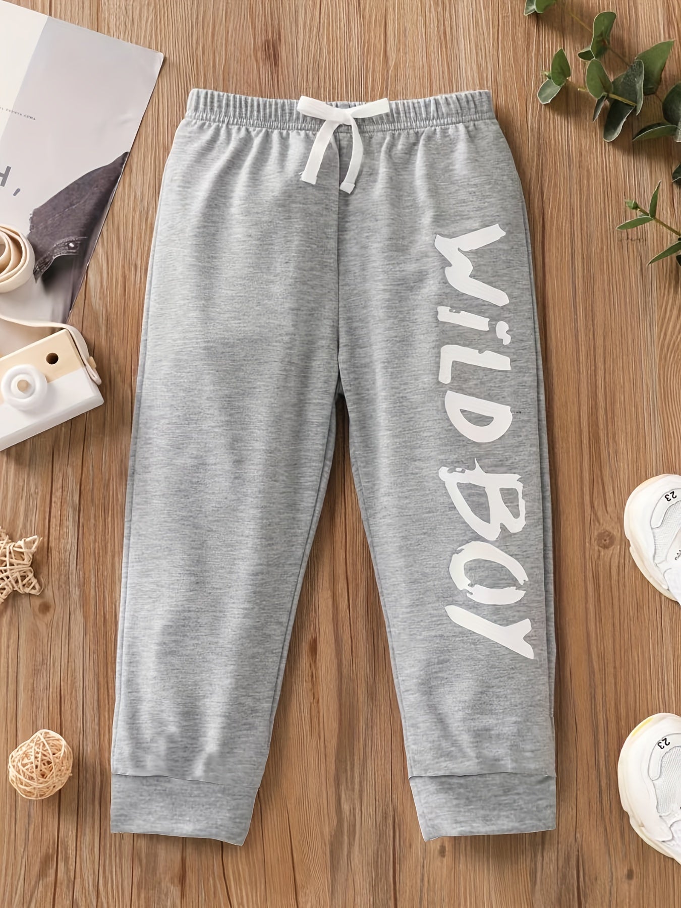 Boys Alphabets Print Sweatpants Elastic Waist Fake Drawstring Sport Jogger Pants Kids Summer Clothes