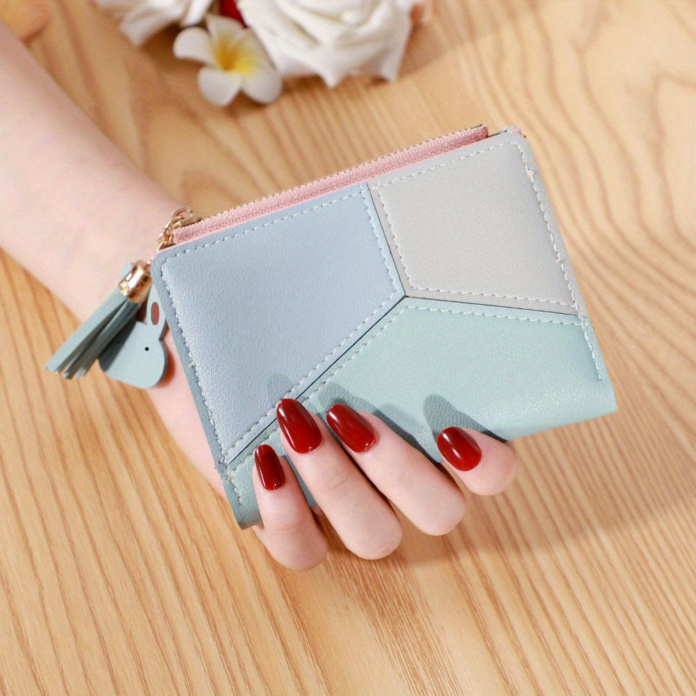 Modern Fashionable Coin Purse, Faux Leather Simple Wallet, Multi Purse With Zipper