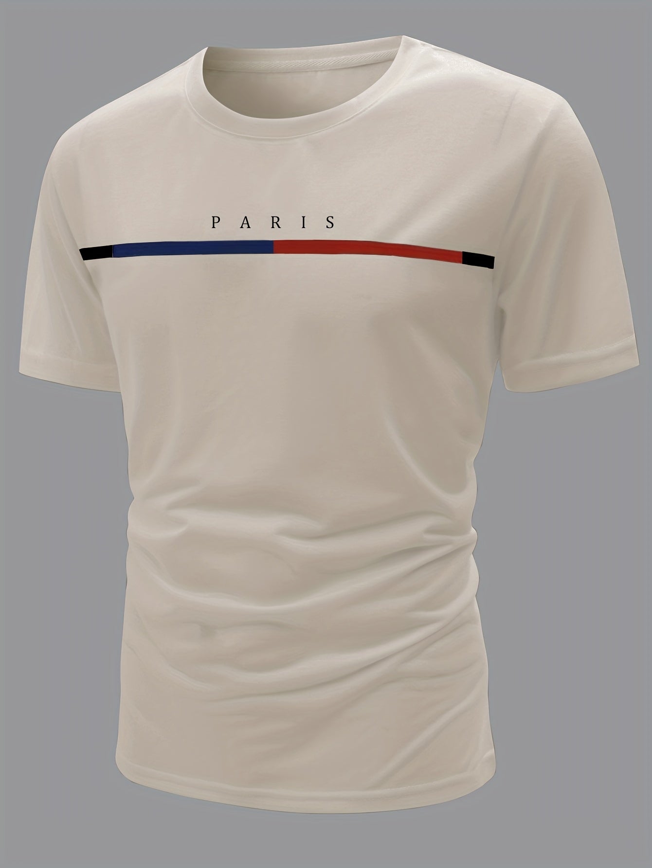 Paris Theme Pattern Print Men's Comfy T-shirt, Graphic Tee Men's Summer Clothes, Men's Outfits