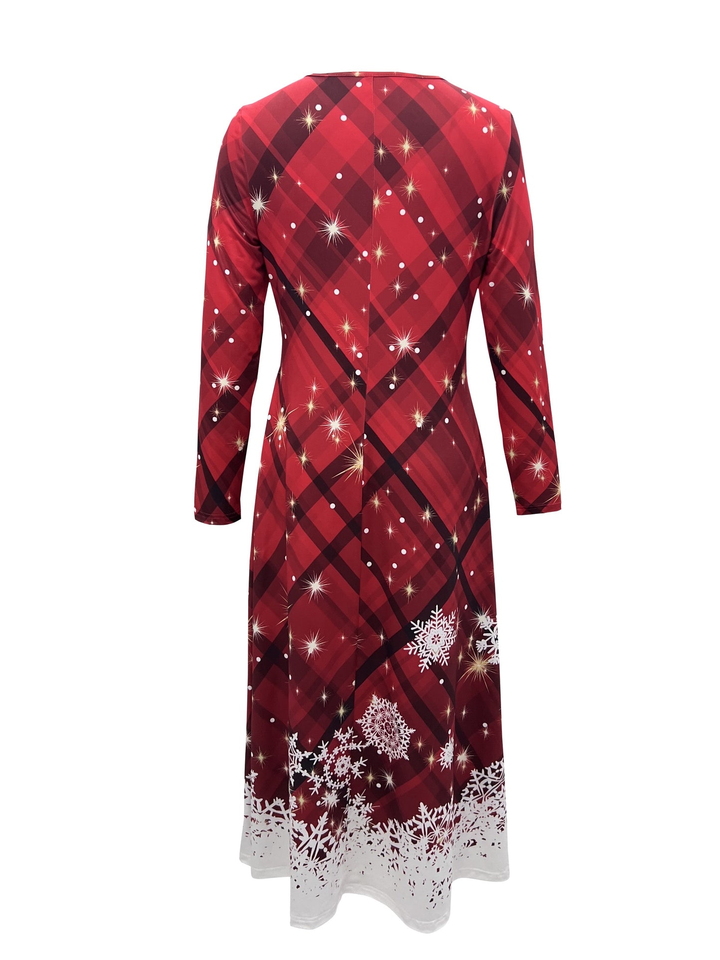 Christmas Graphic Print Dress, Casual Long Sleeve Crew Neck Dress, Women's Clothing