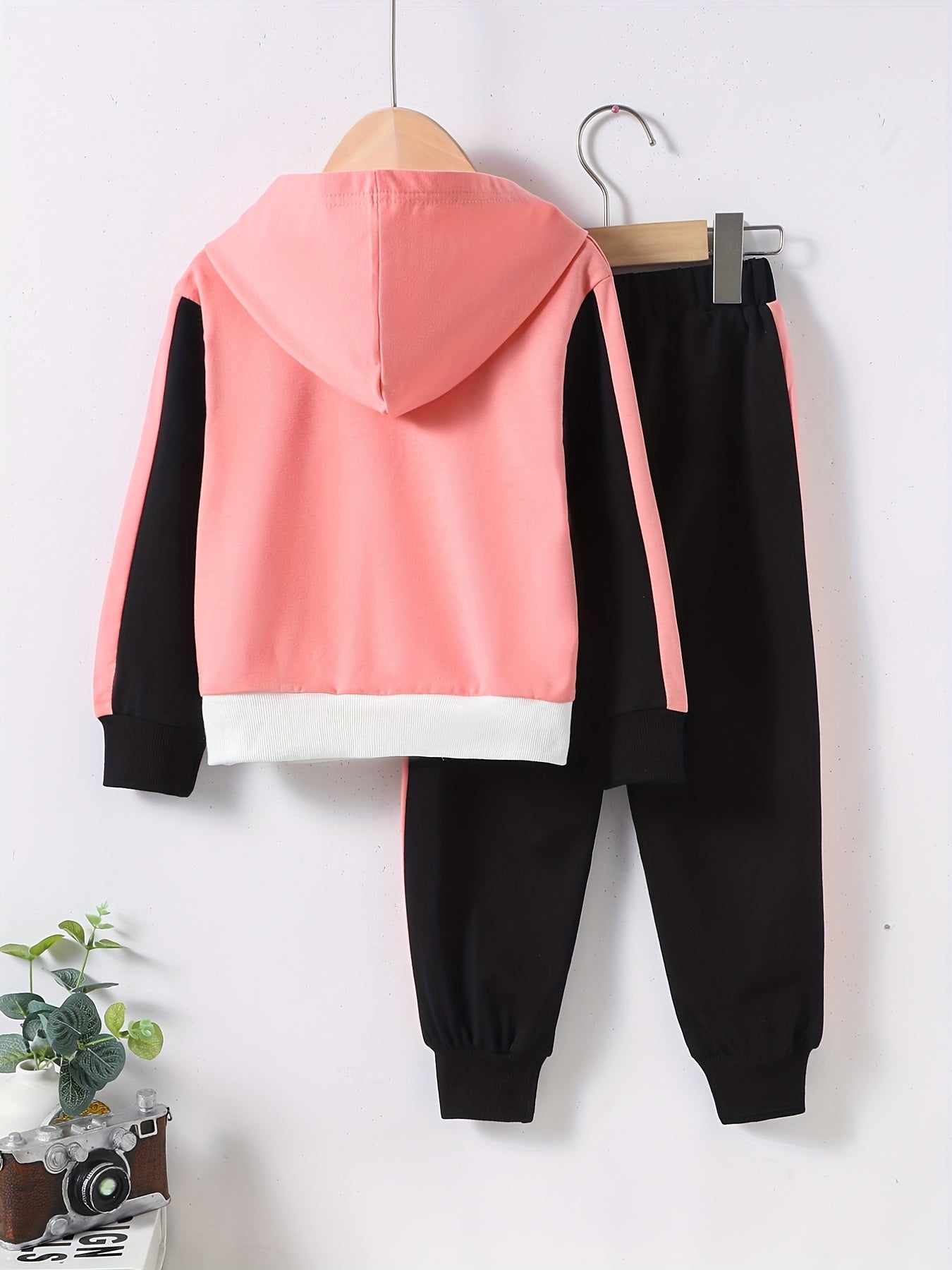 Girls Long Sleeve Hoodie & Sweatpants 2pcs Set Contrast Color Unicorn Print Casual Kids Clothes