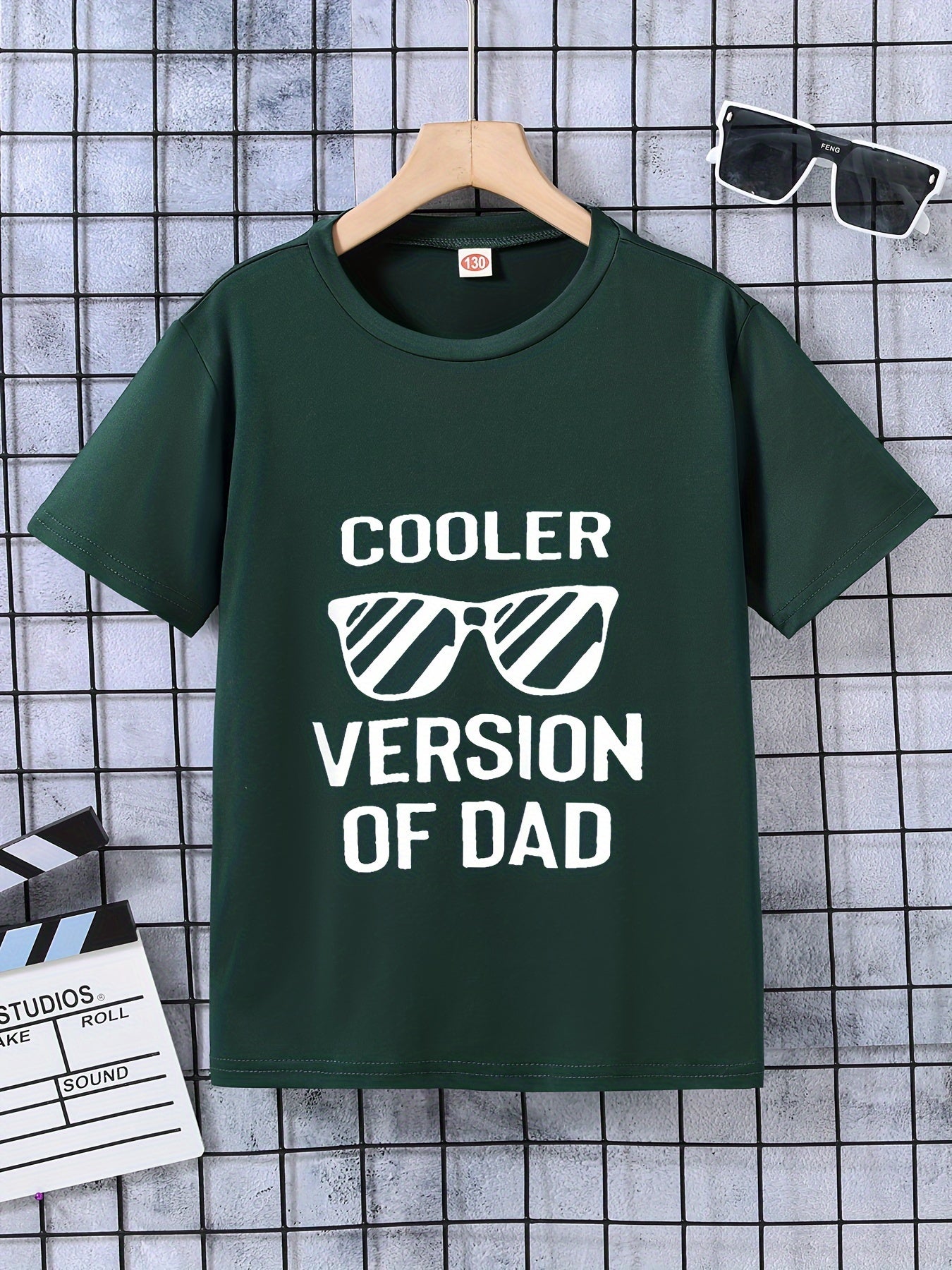 COOLER VERSION OF DAD Letter Print Boys Creative T-shirt, Casual Lightweight Comfy Short Sleeve Tee Tops, Kids Clothes For Summer