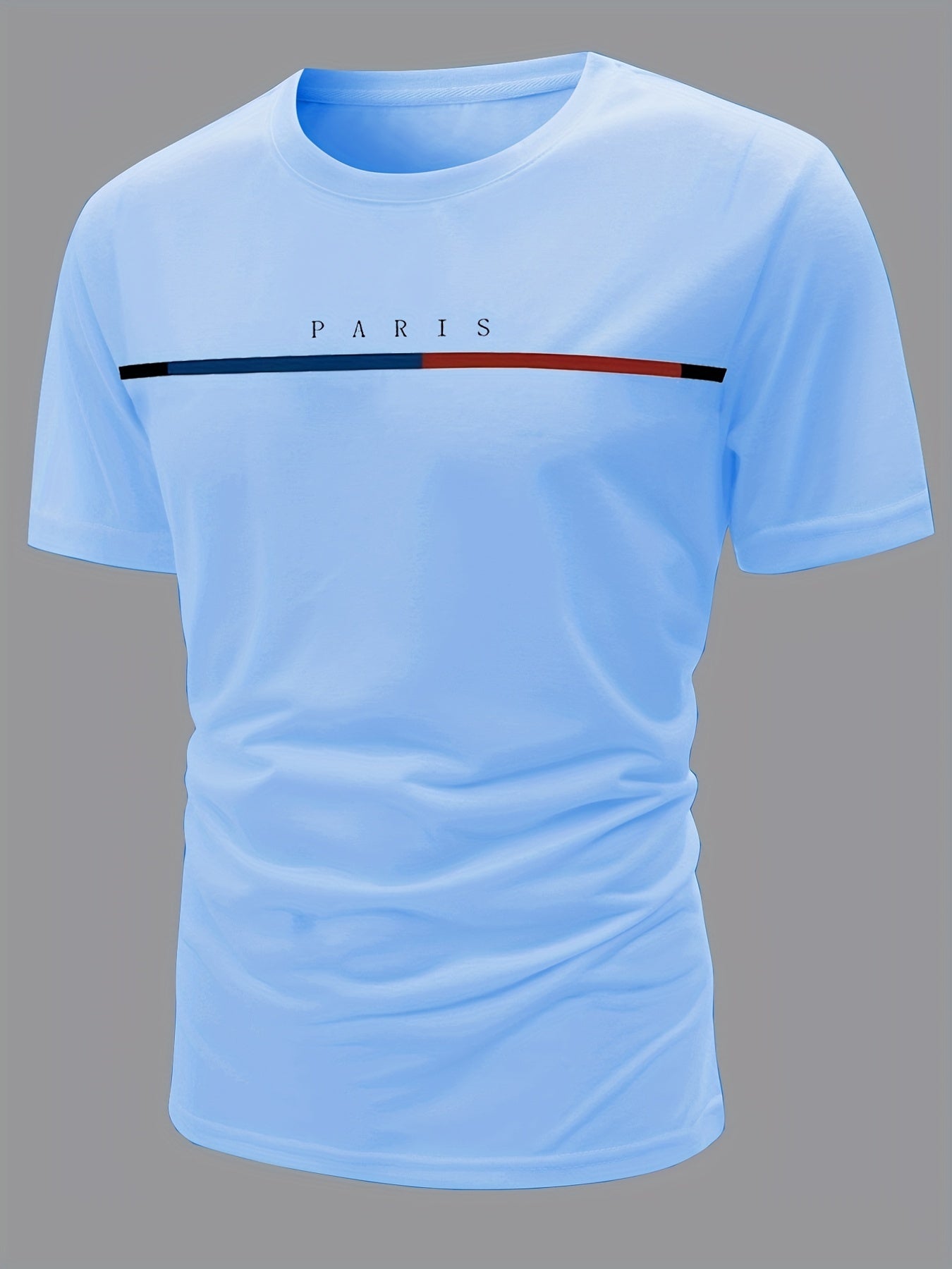 Paris Theme Pattern Print Men's Comfy T-shirt, Graphic Tee Men's Summer Clothes, Men's Outfits