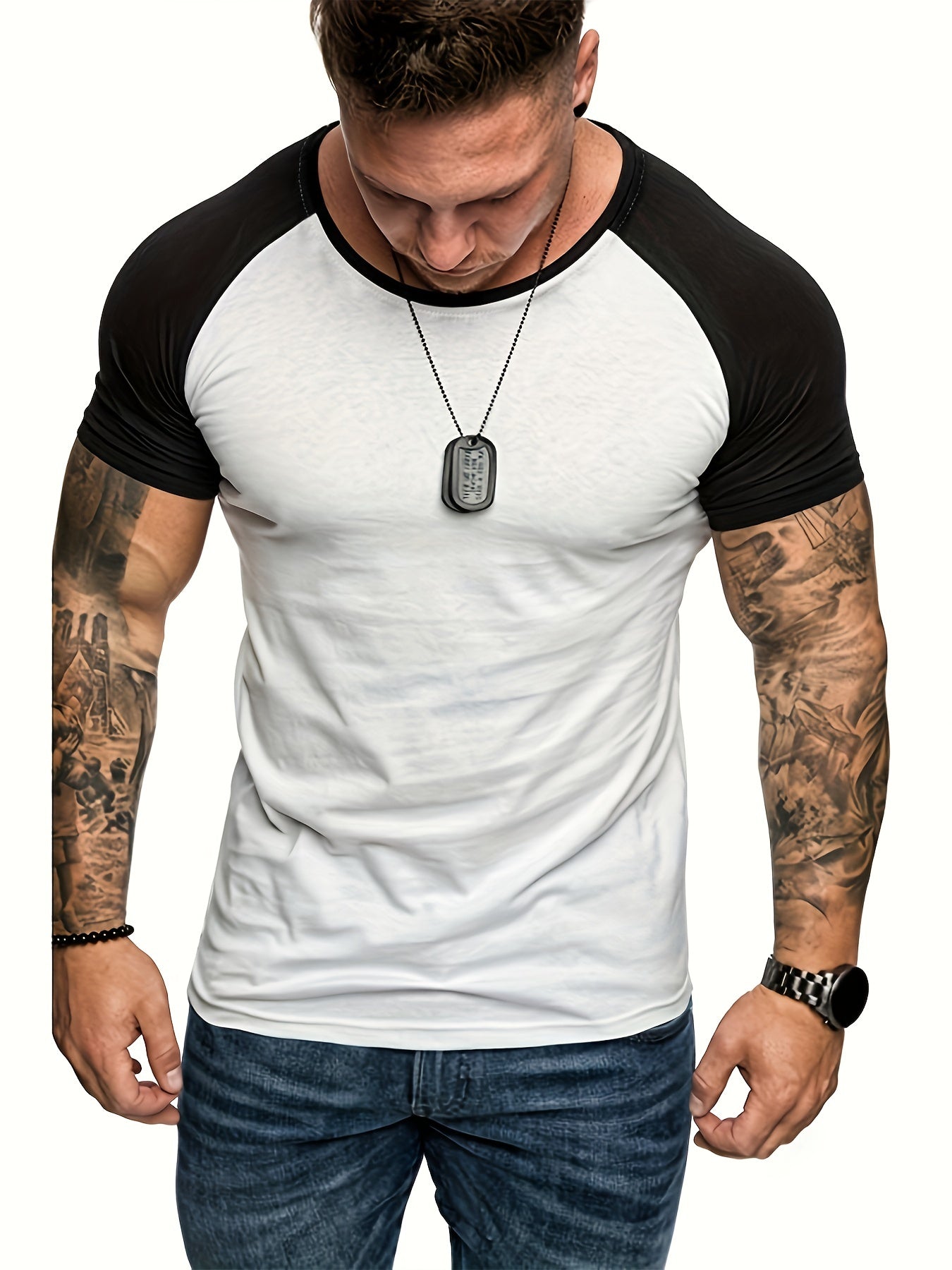 Men's Raglan Sleeve T-shirt, Men's Summer Fitness Clothes, Men's Outfits