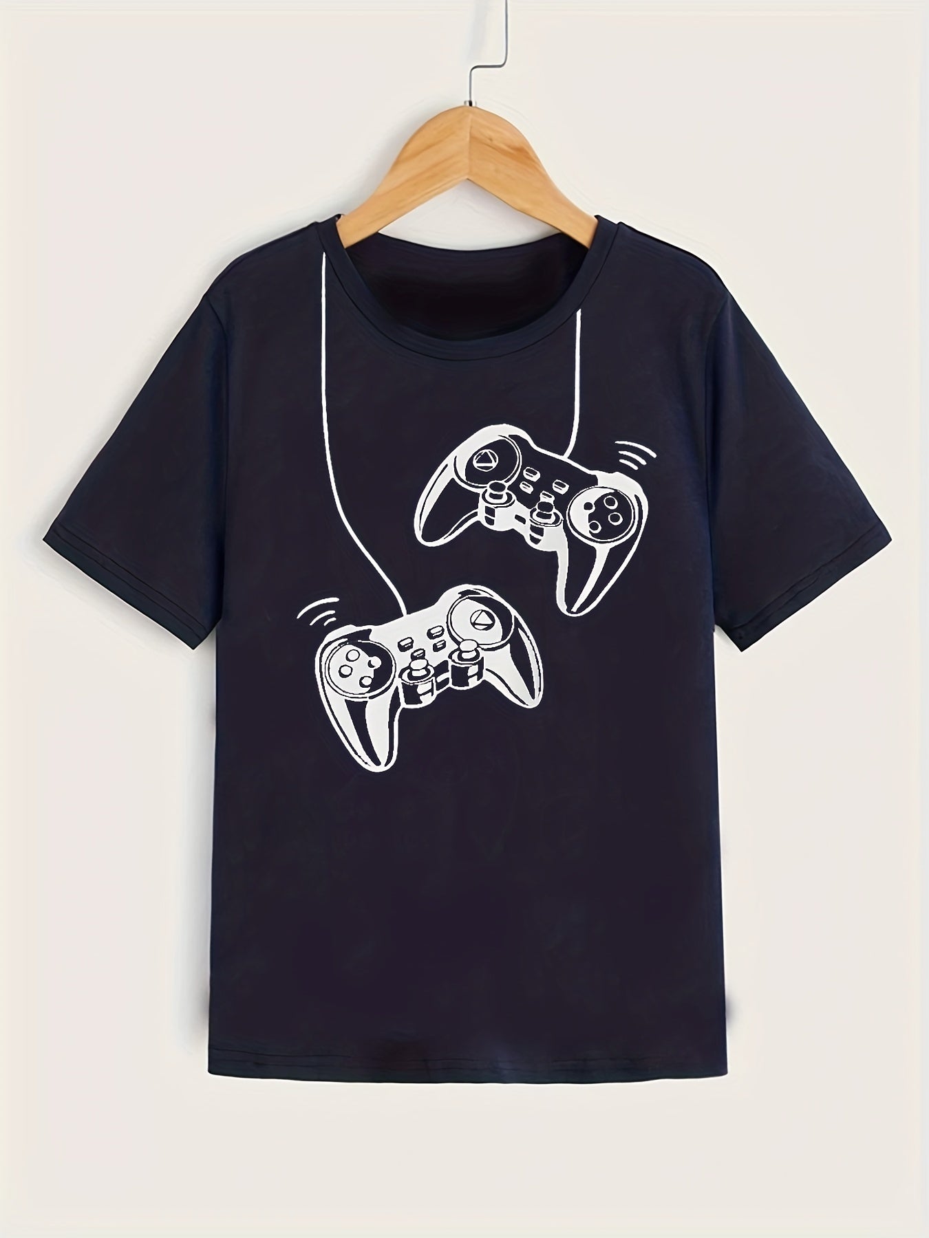 Trendy Gamepad Print Boys Creative T-shirt, Casual Lightweight Comfy Short Sleeve Tee Tops, Kids Clothes For Summer