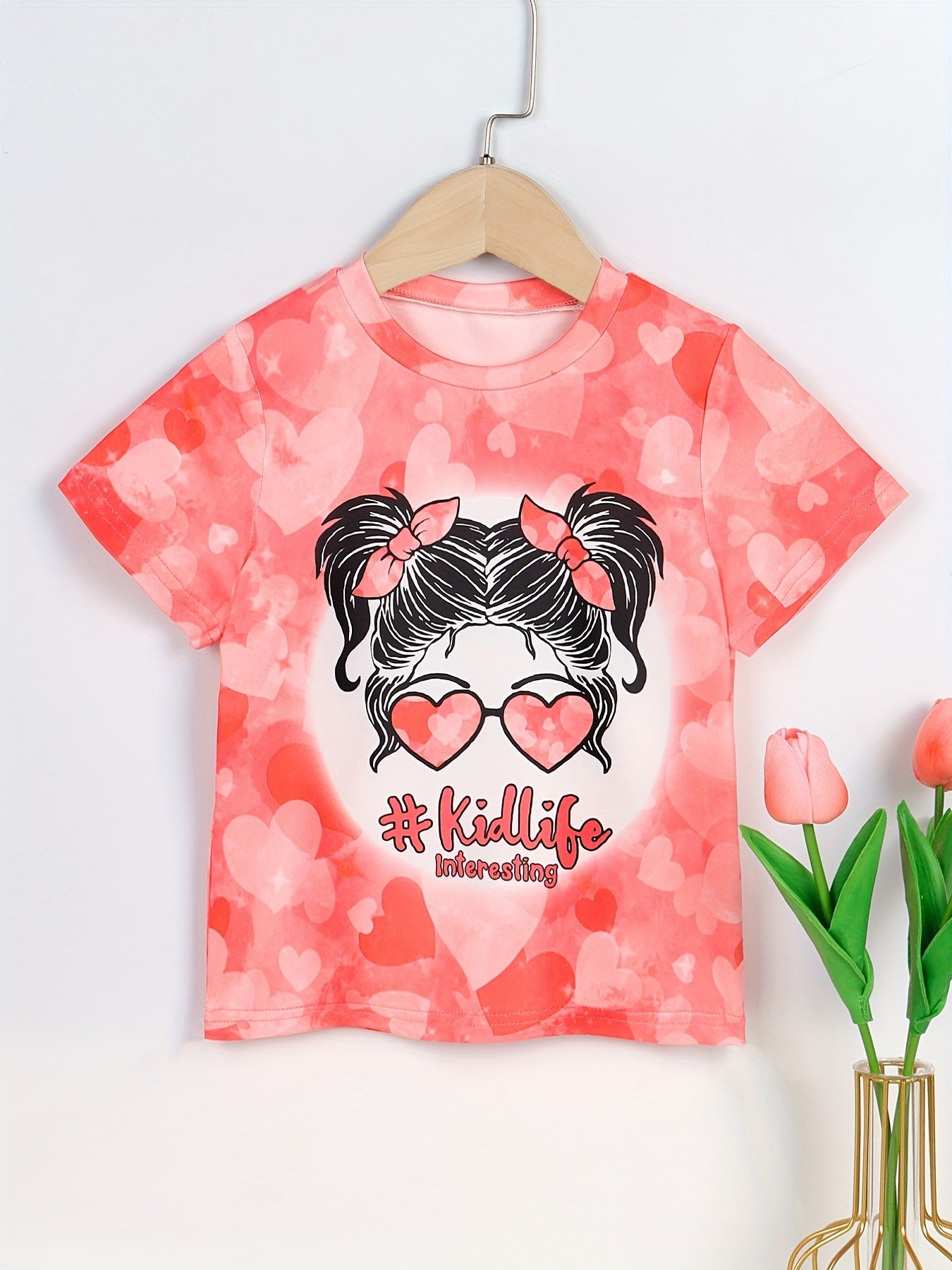 Girls Casual Trendy Cute Cartoon Girl Graphic T-shirt For Summer Holiday Party Kids Clothes