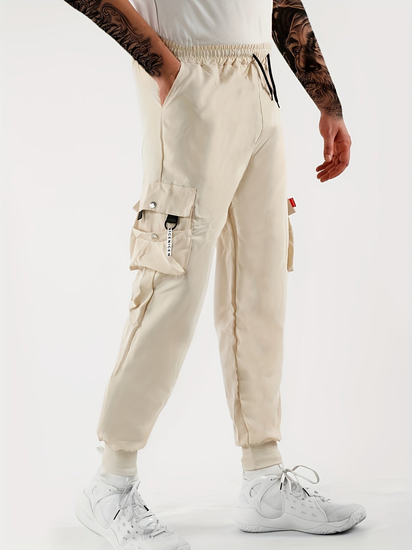 Classic Design Multi Pocket Cargo Pants, Men's Casual Loose Fit Drawstring Cargo Pants/Joggers For Spring Summer Outdoor