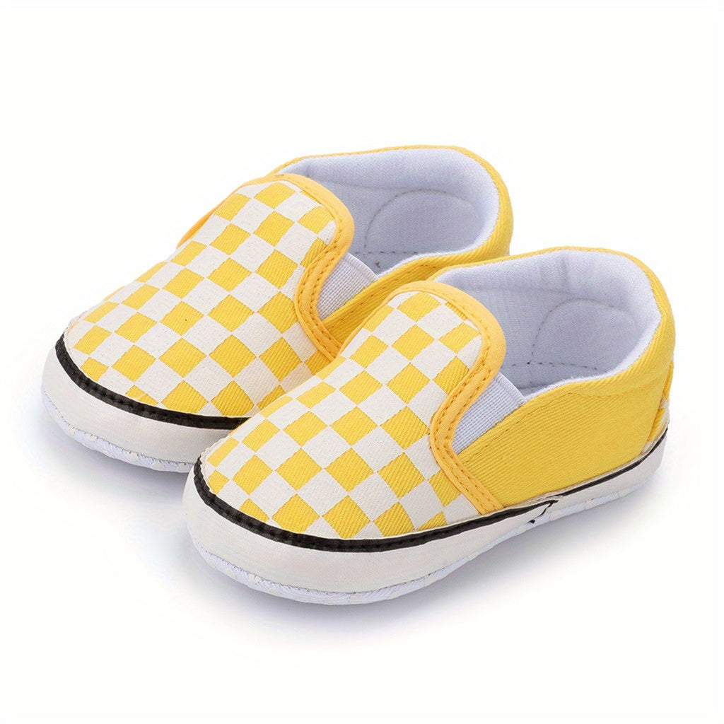 Toddler Baby Sneakers Soft Sole Non-slip Checkerboard Canvas Shoes First Walkers Crib Shoes Girls And Boys