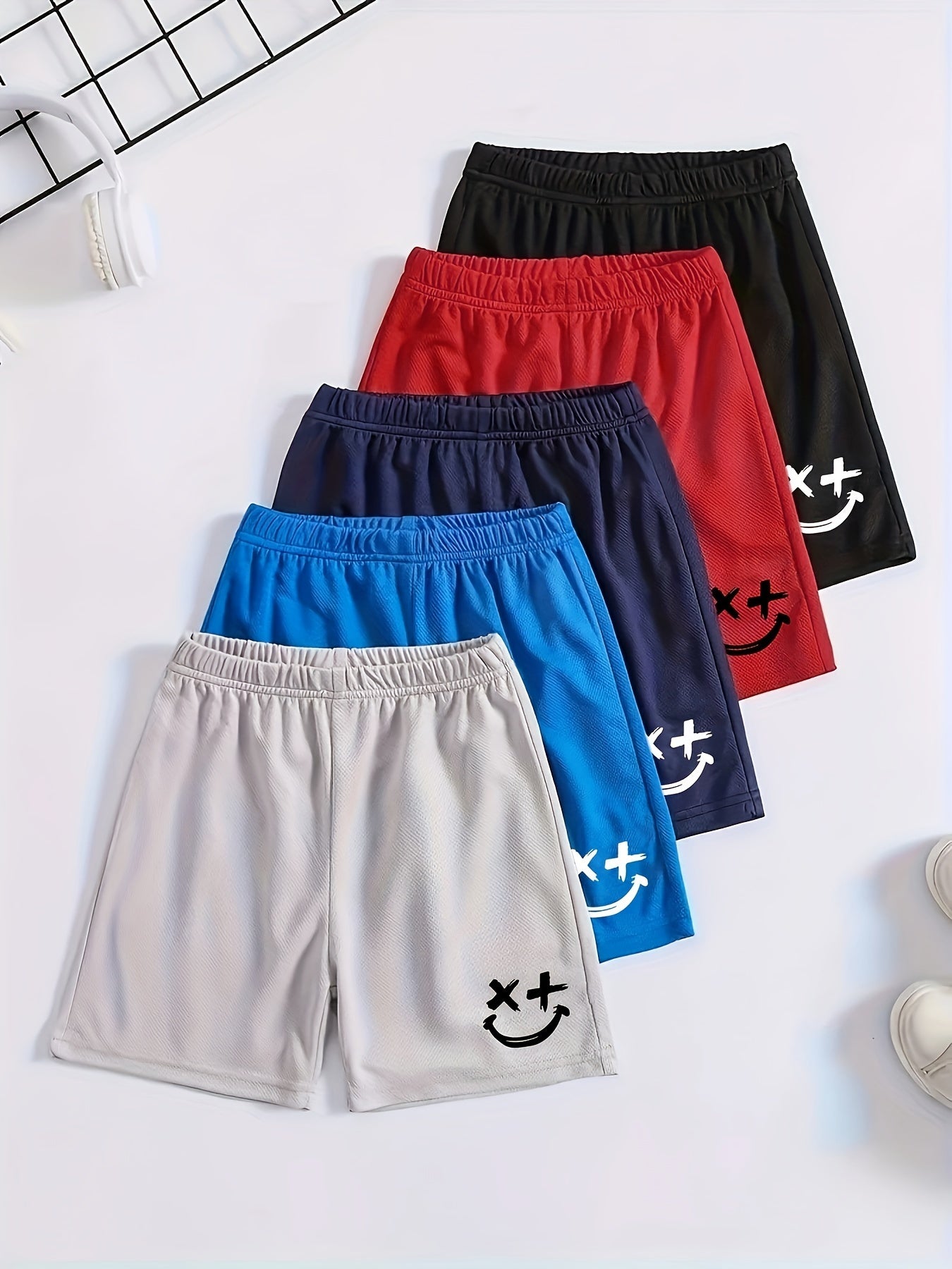 Multi-pack Boys Comfortable Creative Shorts, Casual Quick-drying Shorts For Summer Outdoor