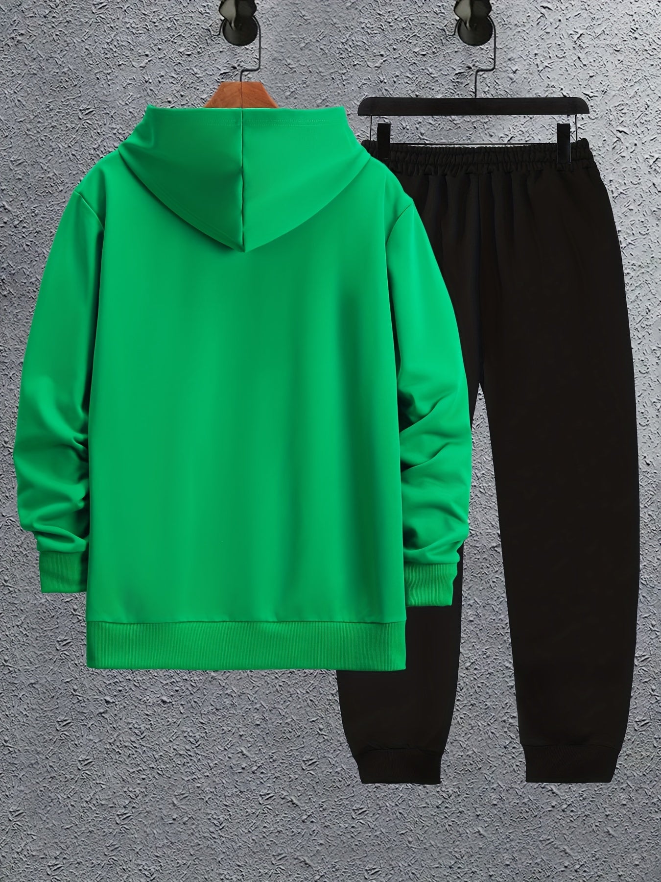 2pcs Tracksuit Sweatsuit Set 2-color Block Hoodie Sweatshirt And Jogger Pants