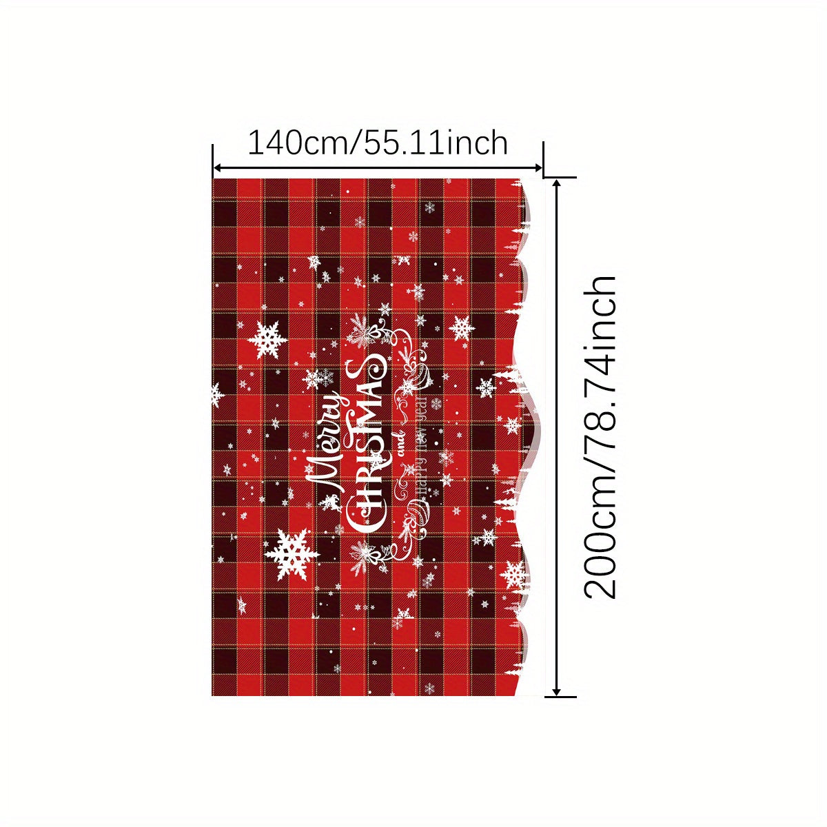 1pc, Polyester Table Cloth, Merry Christmas Table Cover, Red Black Plaid Snowflake Pattern Table Cover, Christmas Atmospheric Tablecloth, Holiday Desktop Decoration Fabric Table Cloth, Home Decoration, Christmas Decor, Gift