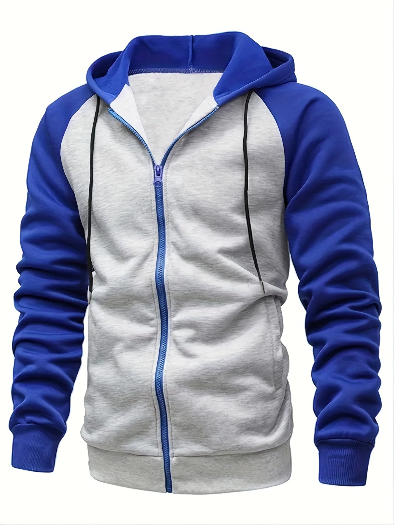 Men's Hooded Sweatshirt Casual Loose Raglan Sleeves Zip Up Hoodie