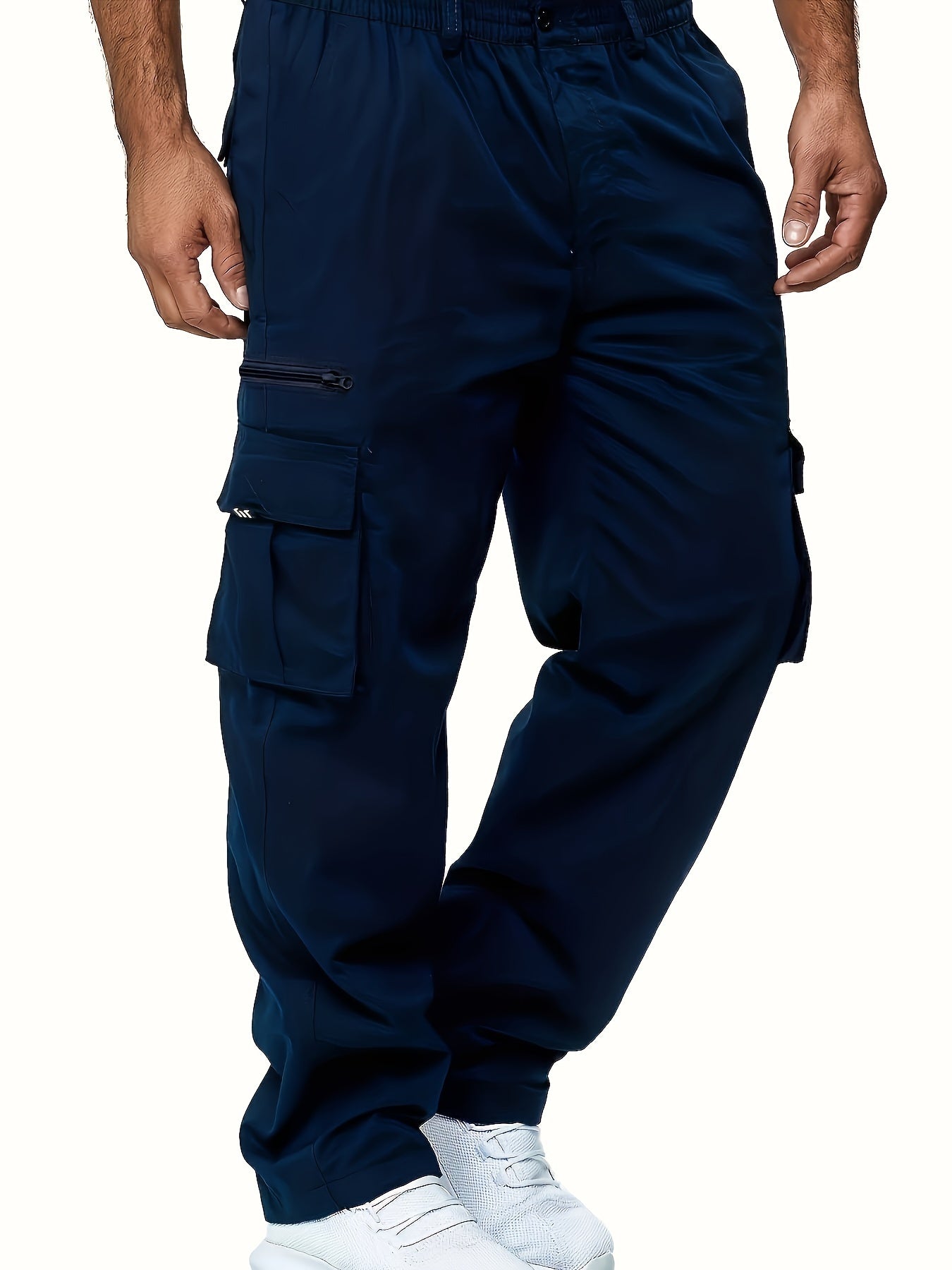 Multi Pocket Cargo Pants, Men's Casual Straight Leg Drawstring Cargo Pants/Joggers For Spring Summer Outdoor