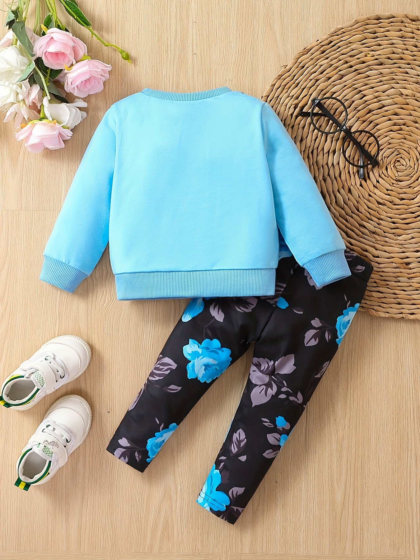 Baby Girls Trendy Casual Outfit, LITTLE PRINCESS Print Sweatshirt Floral Pants Set