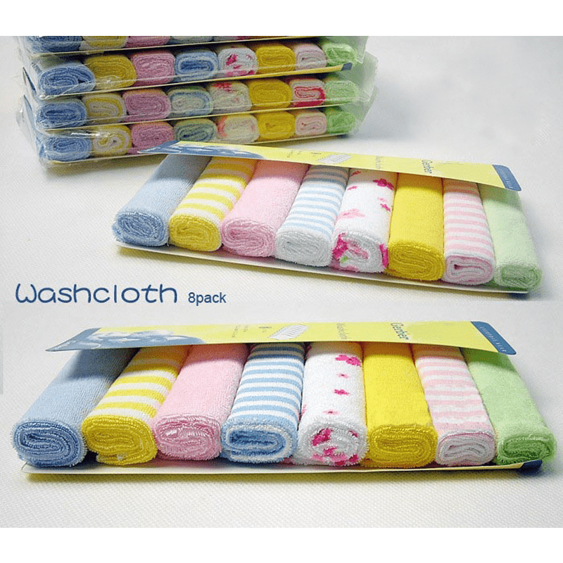 8pcs Baby Soft Cotton Towels, Infant Bath Washcloths, Kids  Bathing Feeding Baby Wipes Cloths