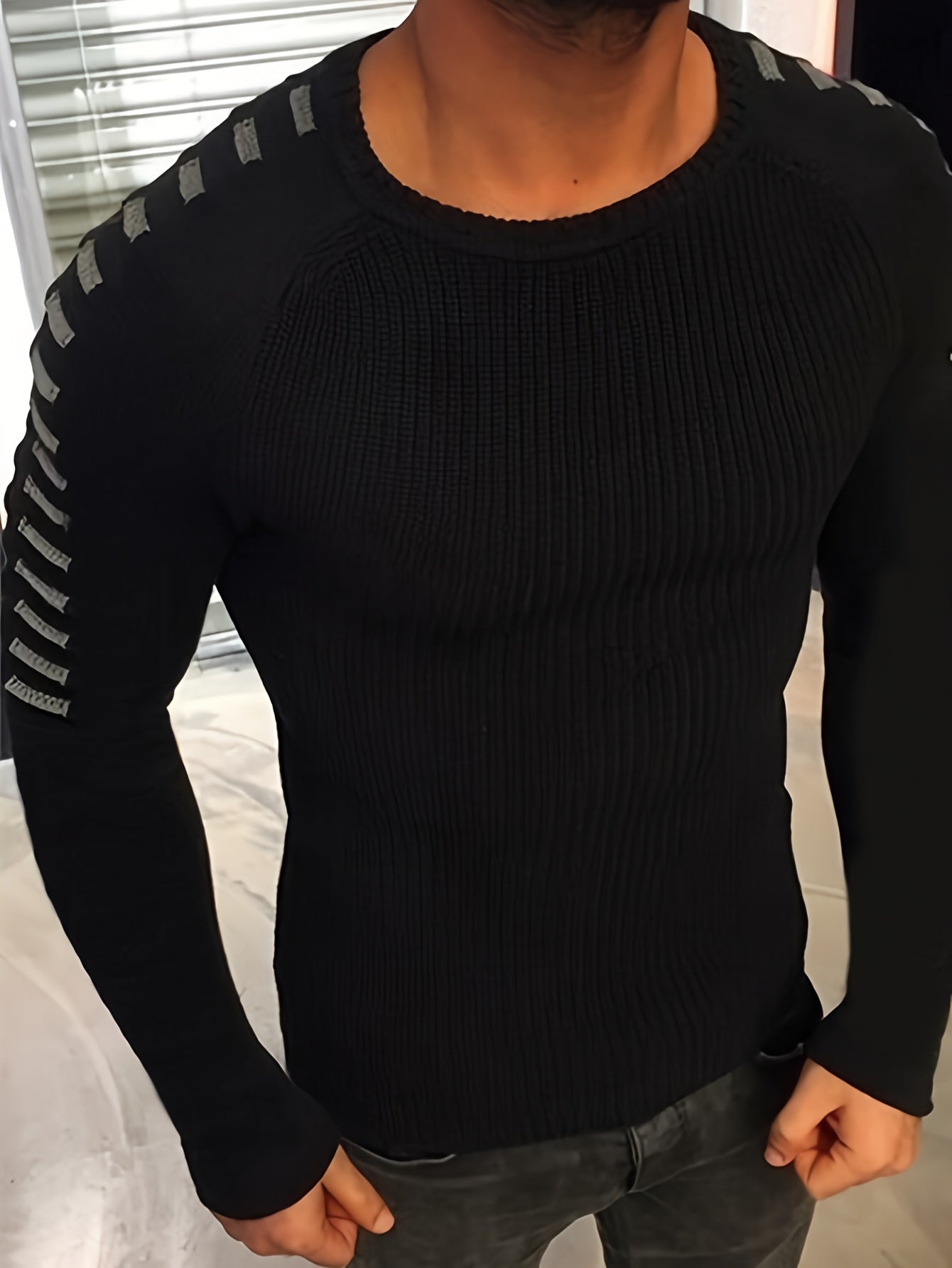 Sweater Autumn And Winter Men's Slim Long Sleeve Round Neck Knit Top Men's Clothes