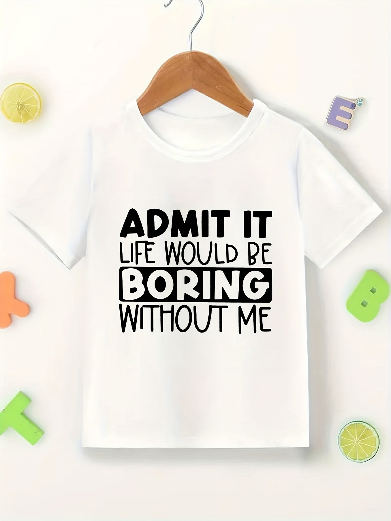 Kids Letter "ADMIT IT" Graphic T-Shirt Casual Crew Neck Tees Top For Summer Toddler Girls And Boys Clothes