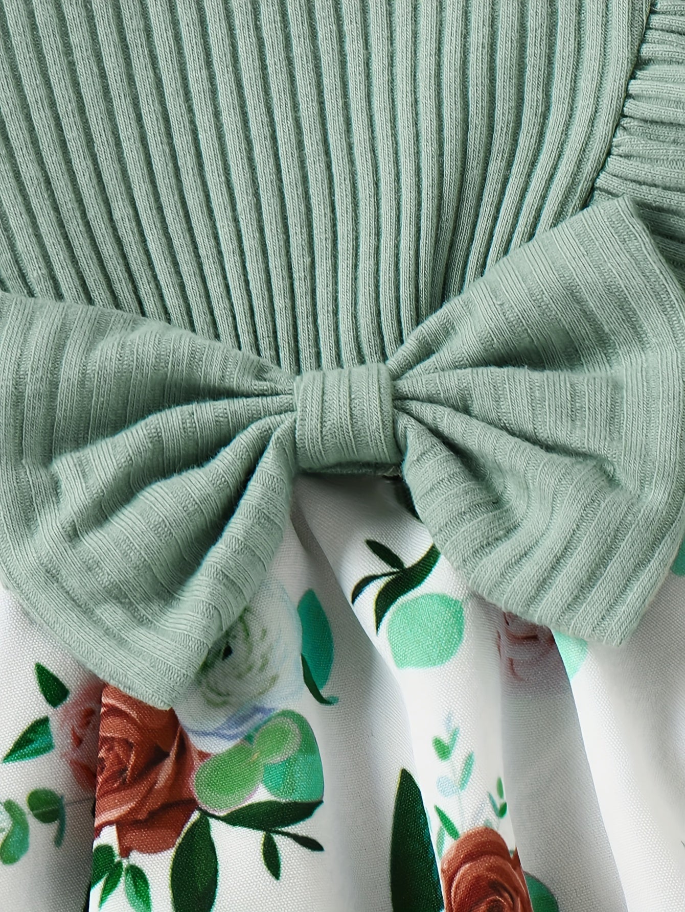 Infant Baby Girls Long-sleeved Pit Stripe Skirt Hem Floral Printed Dress With Bow Knot Headband 3pcs Set