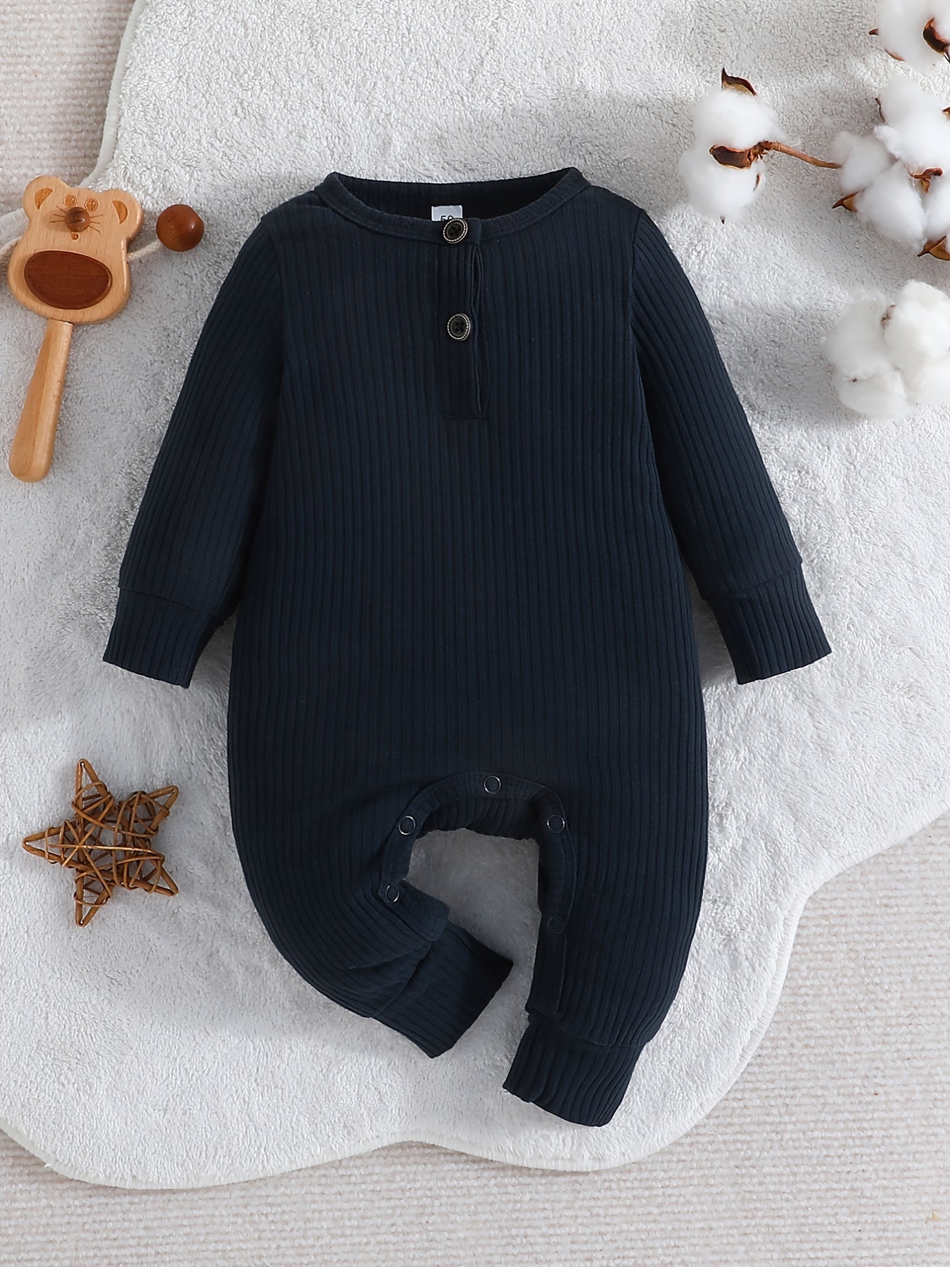 Infant Spring And Autumn Striped Long Sleeve Romper - Baby Boys & Girls Button Down Jumpsuit