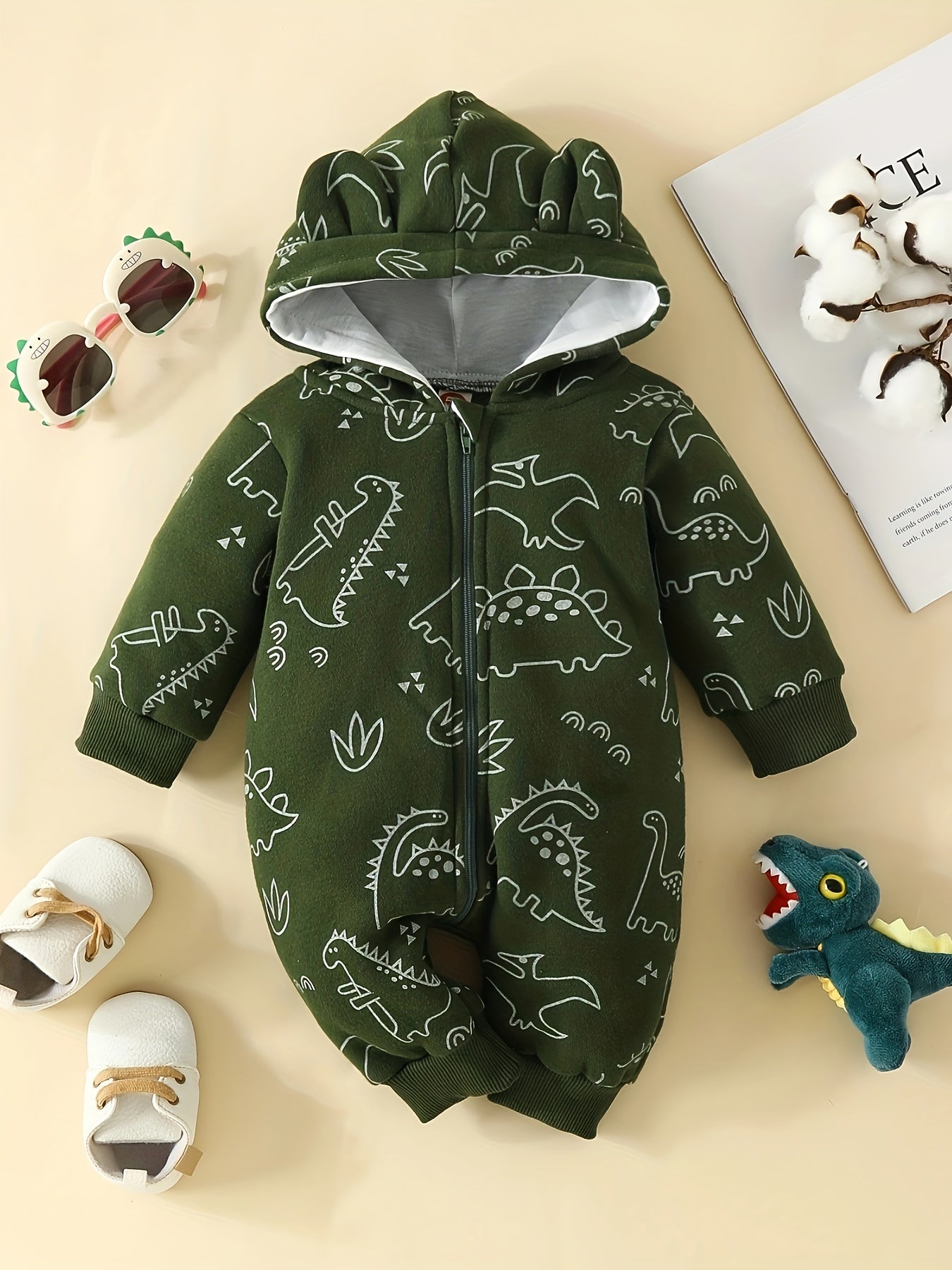 Baby Super Cute Bowknot Hooded Long Sleeve Sweatshirt Bodysuit,  Zipper Warm Outwear Hoodie, Christmas Romper Gift