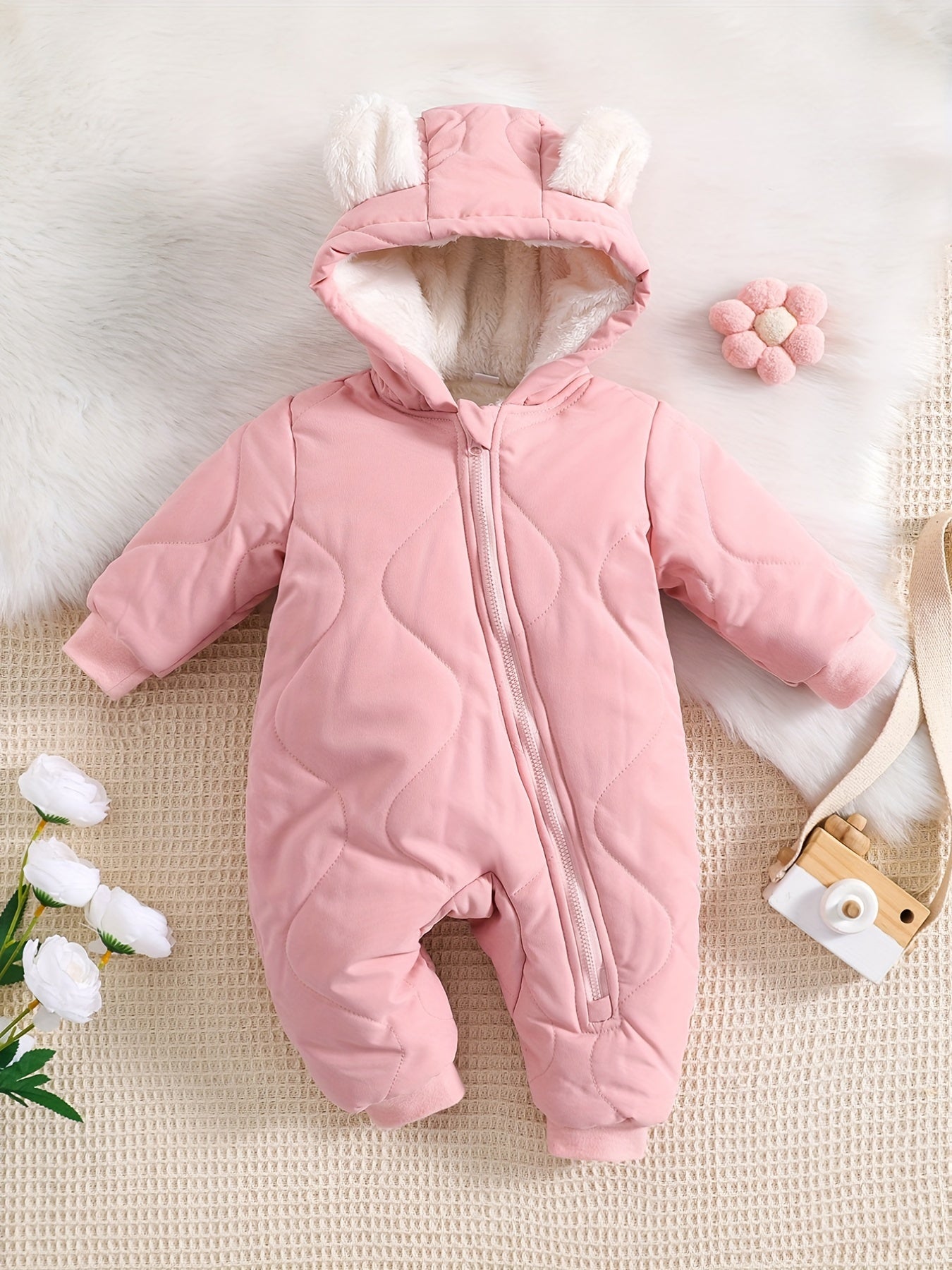 Infant Hooded Thick Romper Long Sleeve Zipper Thermal Jumpsuit, Babies & Kids Coat