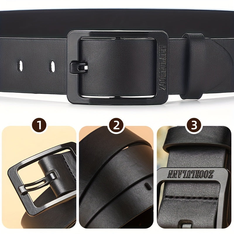 Men's Black PU Leather Belt Casual Jeans Pants Belt For Outdoor Party Holiday