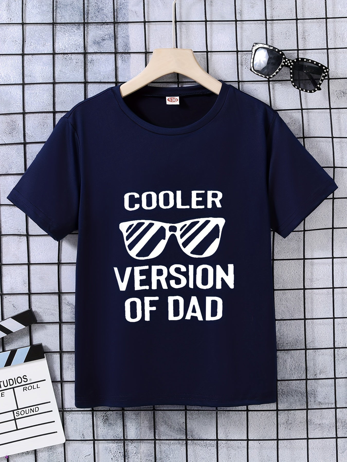 COOLER VERSION OF DAD Letter Print Boys Creative T-shirt, Casual Lightweight Comfy Short Sleeve Tee Tops, Kids Clothes For Summer