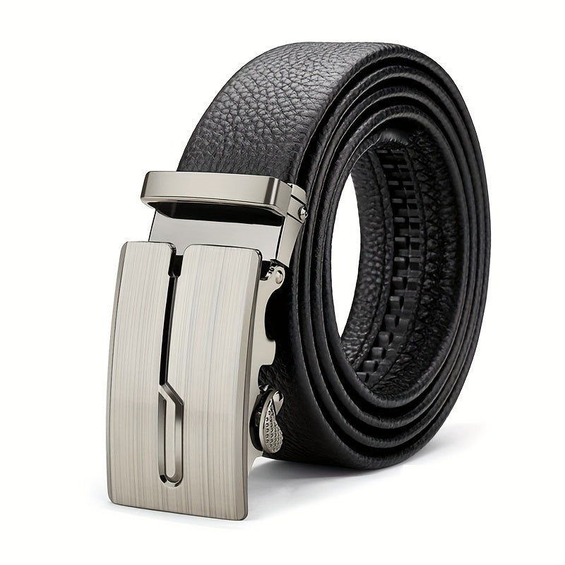 Men's Automatic Leather Belt Buckle, Casual Green Men's Pants Belt