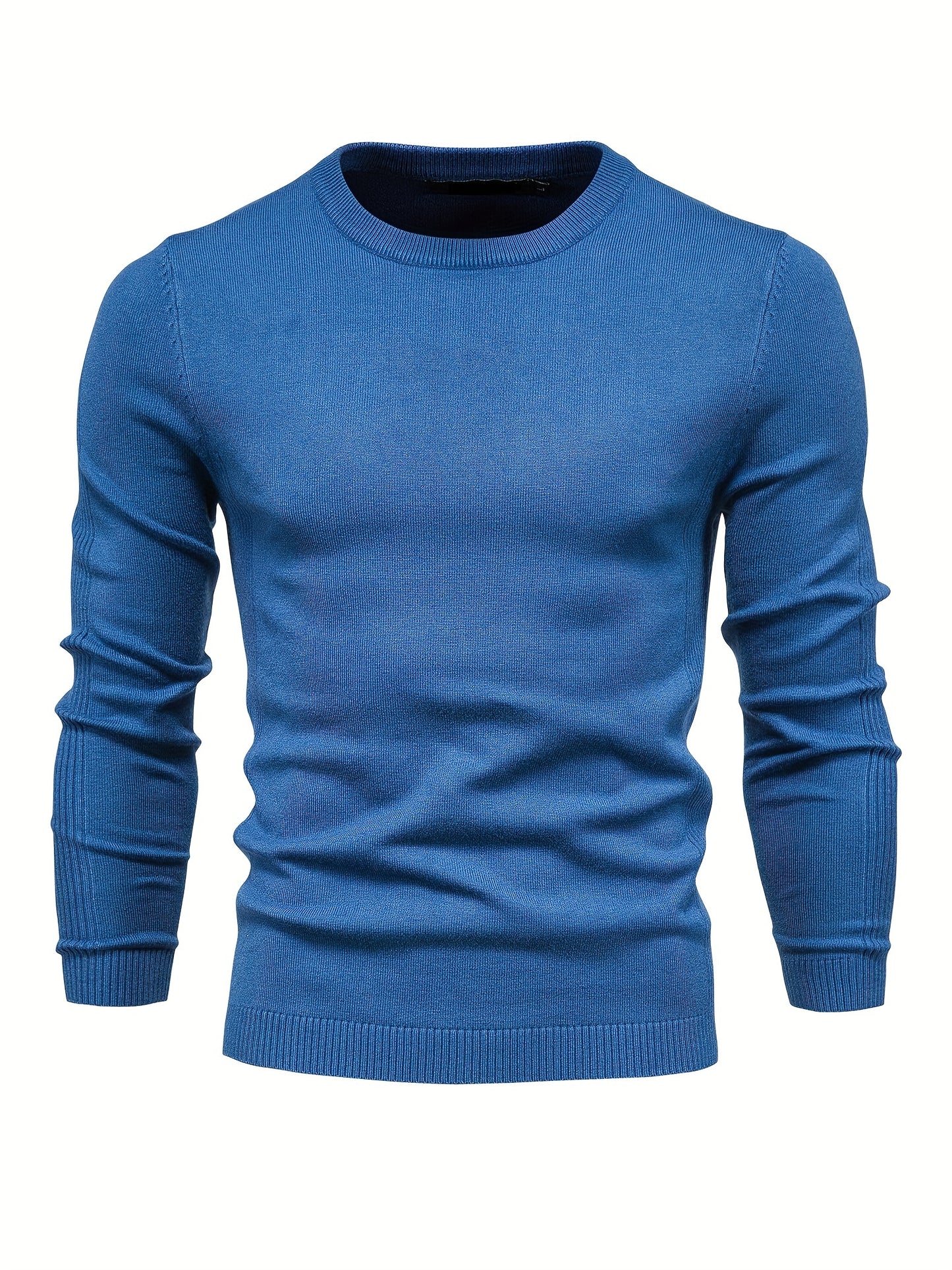 Men's Solid Color Crew Neck Slim Fit Knit Sweater