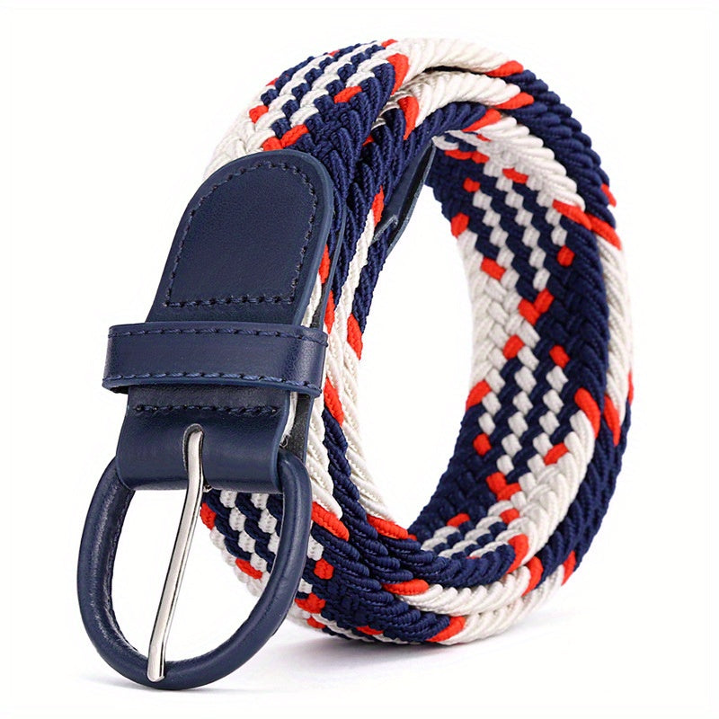 1pc Unisex Elastic Braided Belt Classic Pin Buckle Canvas Waist Belts Casual Jeans Pants Belt For Women & Men