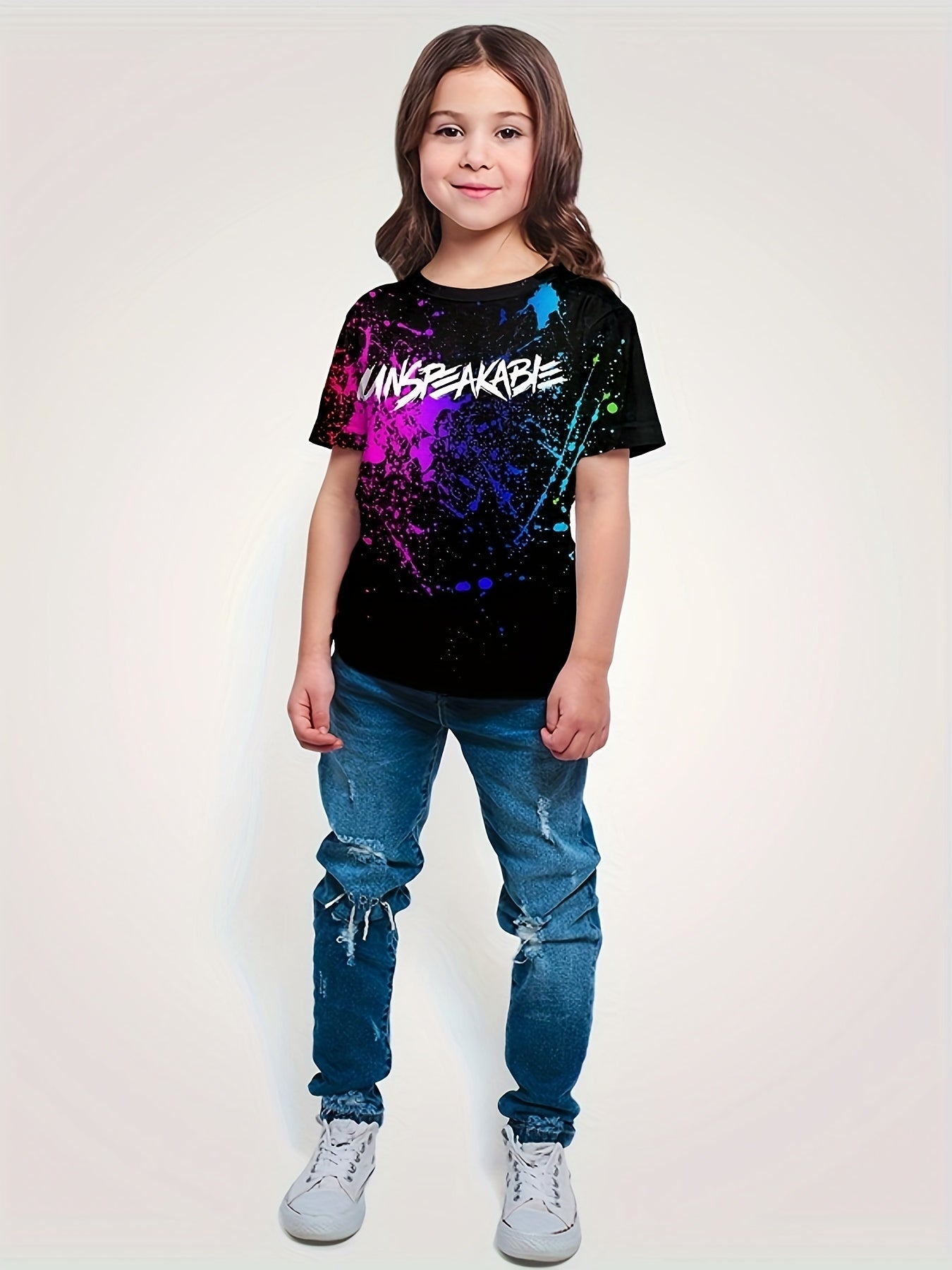 UNSPEAKABLE Print T-shirt For Cool Kids! Casual Short Sleeve Top, Unisex Tee, Girl's & Boy's Clothes For Summer