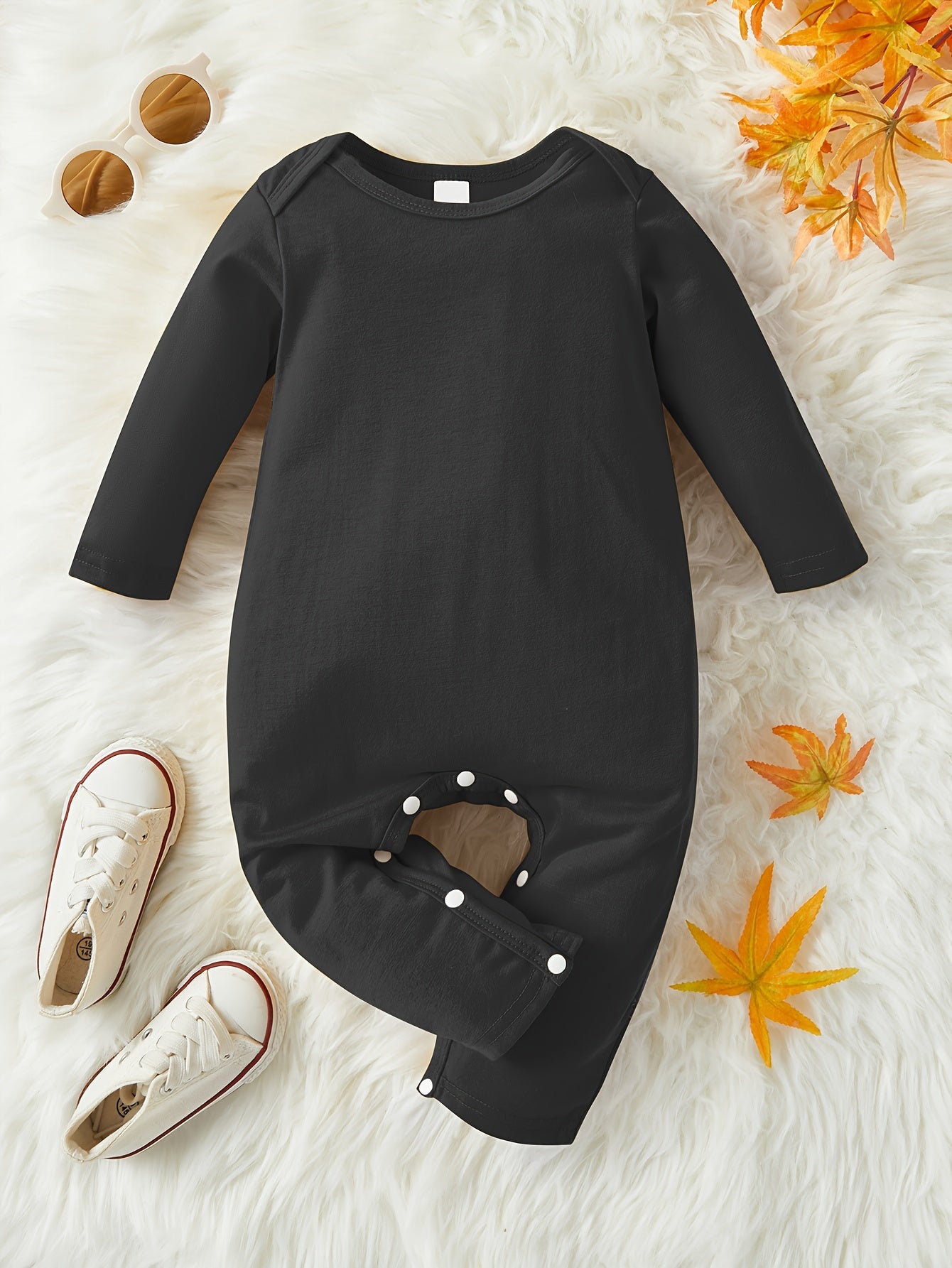 Baby Toddler's Basic Romper, Long Sleeve Casual Triangle Jumpsuit