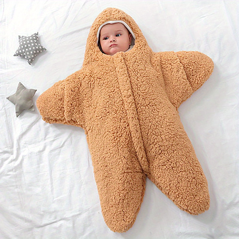 Newborn Winter Thickened Star Style Super Soft Sleeping Bag, Shockproof And Anti-jumping Swaddle Pajamas, Equipped With Zipper - Very Suitable For Baby Sleeping