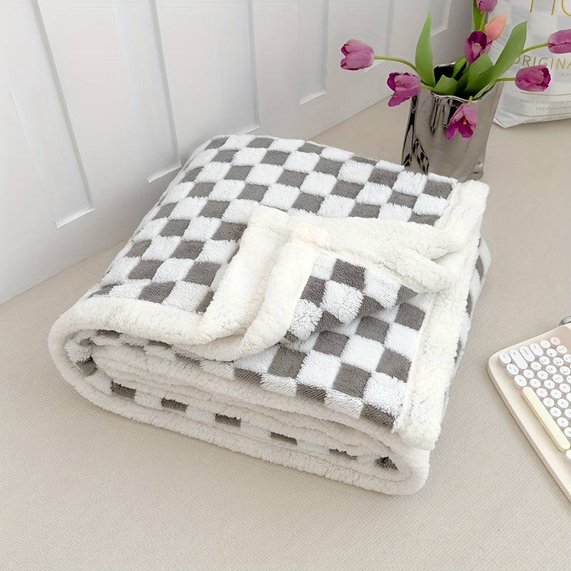 Baby 2 Layers Thick Blanket, Soft Checkerboard Pattern Blanket, Christmas, Halloween, Thanksgiving Day Gift, 76.2cm X 101.6cm