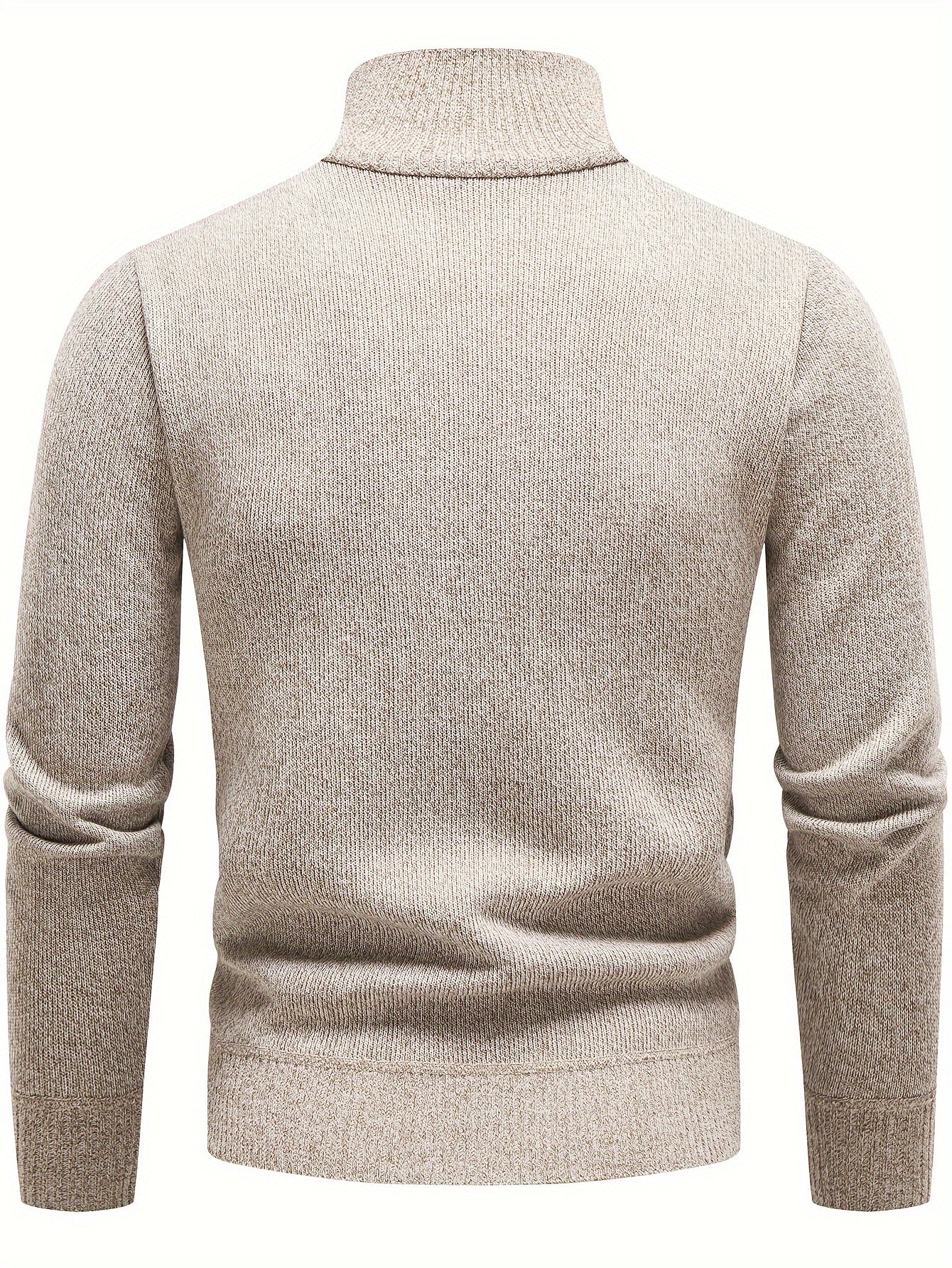 Men's Spring New Casual Long-sleeved Turtleneck With Zipper Knitted Pullover Sweater Warm Pocket Stitching Pullover Sweater For Autumn And Winter