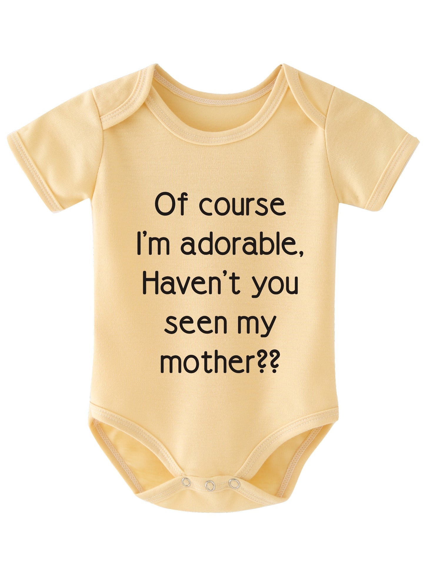 Baby Boys Casual Cute Short Sleeve Onesie With "Of Course I'm Adorable Haven't You Seen My Seen My Mother" Print For Summer