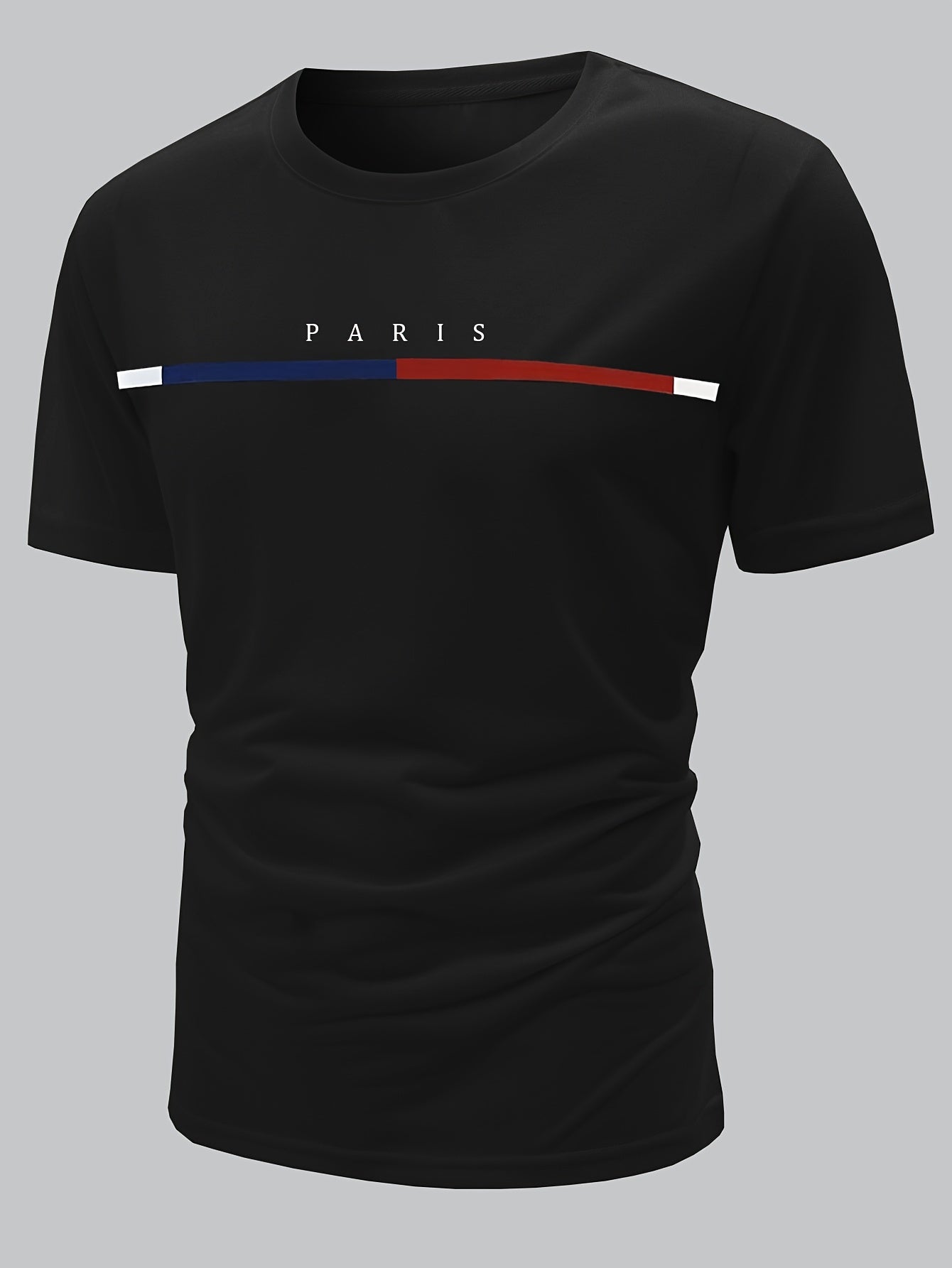 Paris Theme Pattern Print Men's Comfy T-shirt, Graphic Tee Men's Summer Clothes, Men's Outfits