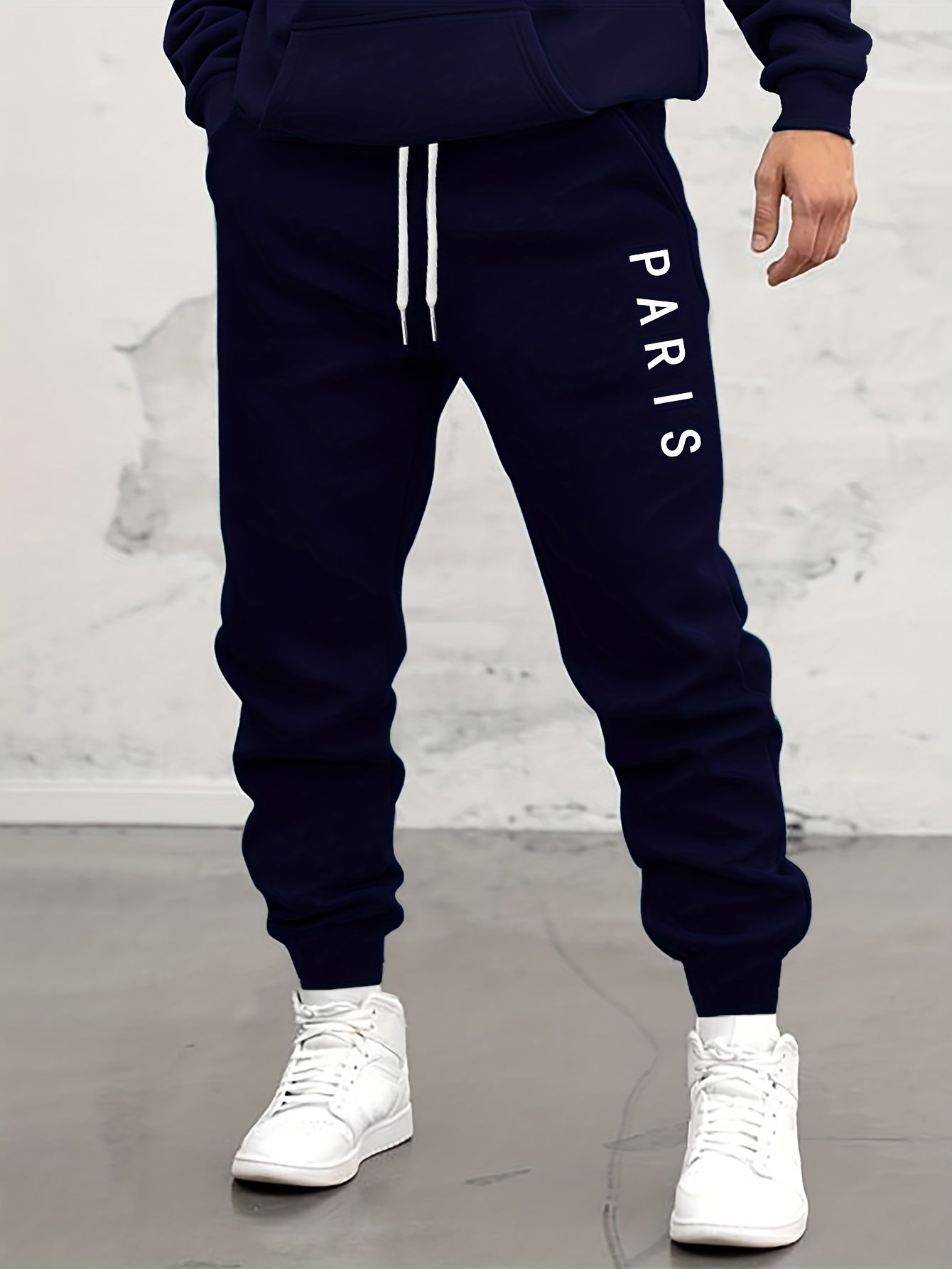 Wing / PARIS Print Drawstring Sweatpants Loose Fit Pants Men's Casual Slightly Stretch Joggers For Spring Autumn Running Jogging