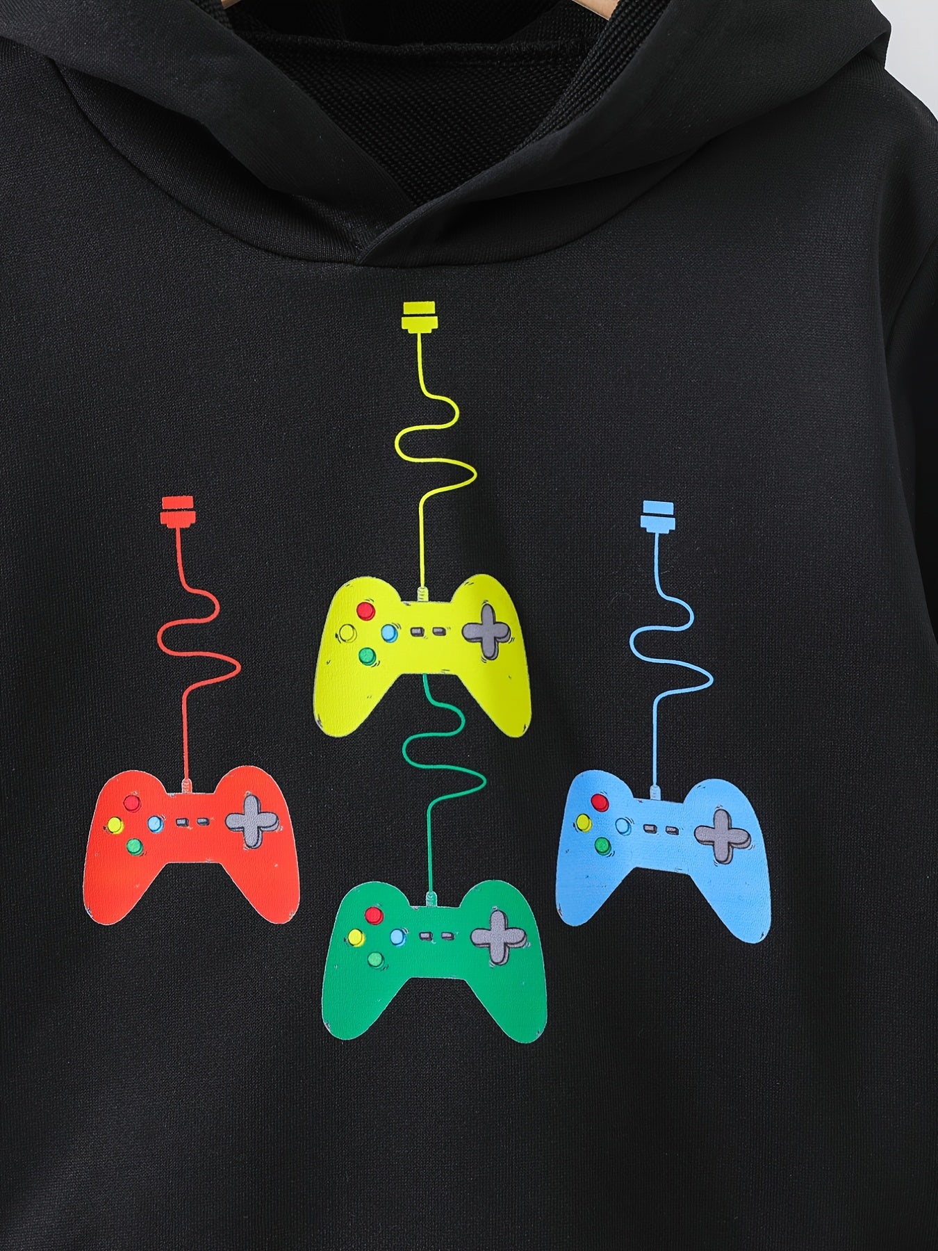 Colorful Gamepad Pattern Kid's Hoodie, Casual Long Sleeve Top, Boy's Clothes For Spring Fall