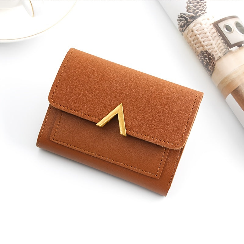 Casual Fold Wallet, Women's Small Faux Leather Wallet With Card Slots & Id Window