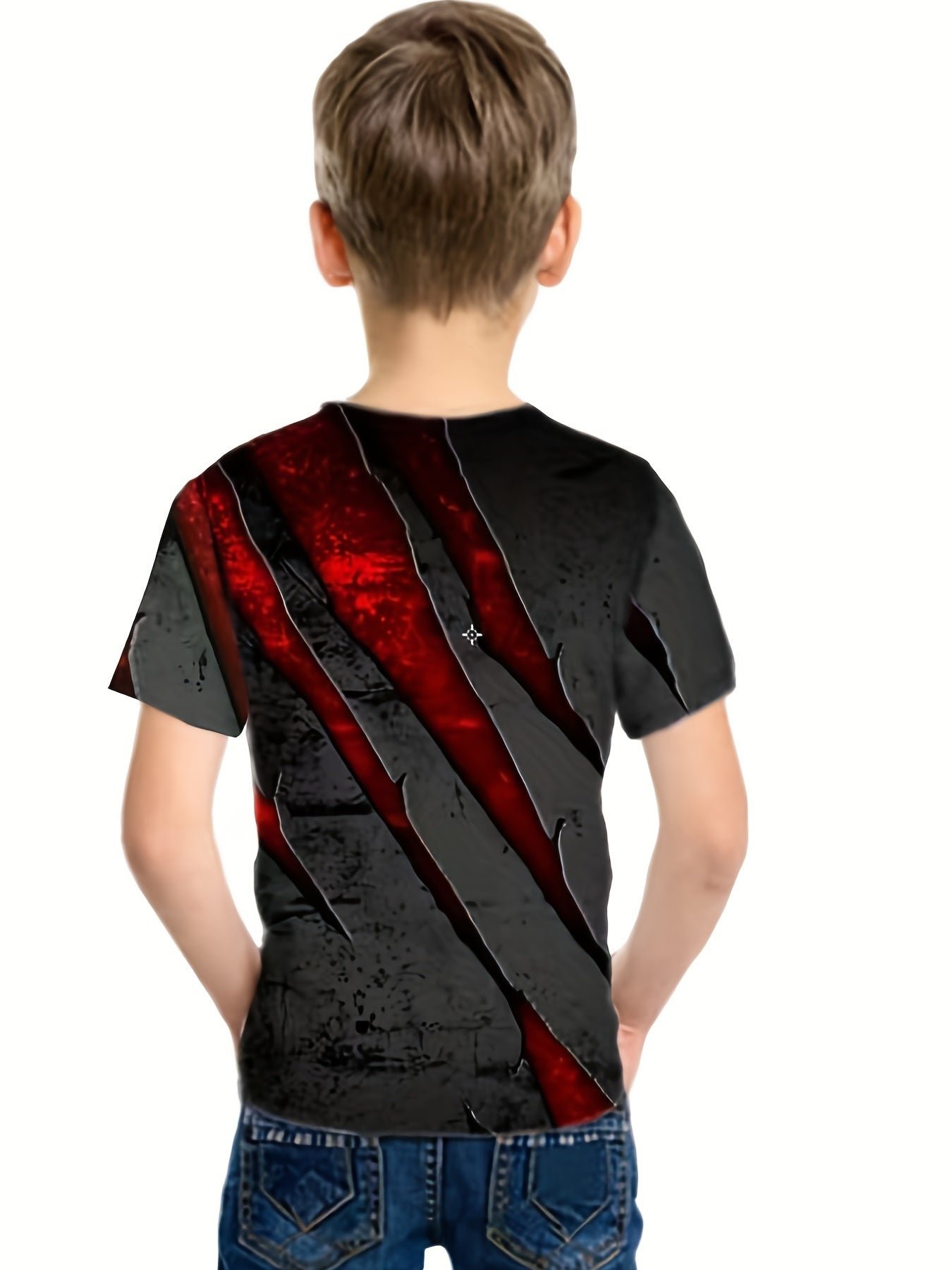 Stylish Claw 3D Print Boys Creative T-shirt, Casual Lightweight Comfy Short Sleeve Tee Tops, Kids Clothings For Summer