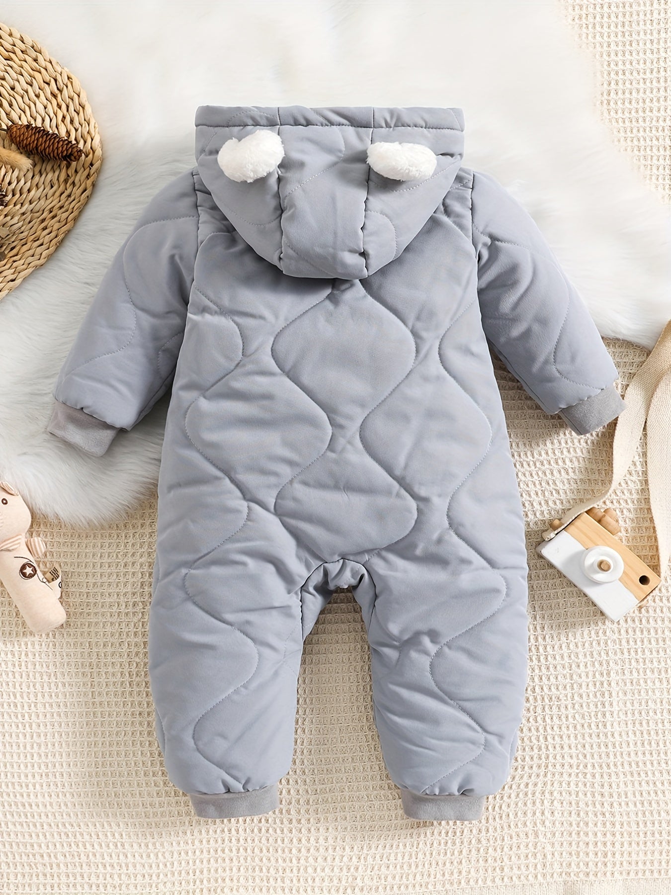 Infant Hooded Thick Romper Long Sleeve Zipper Thermal Jumpsuit, Babies & Kids Coat