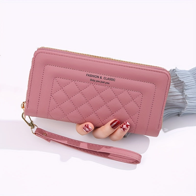 Large-capacity Simple Long Wallet, Faux Leather Zipper Purse, Casual Multifunctional Clutch Bag