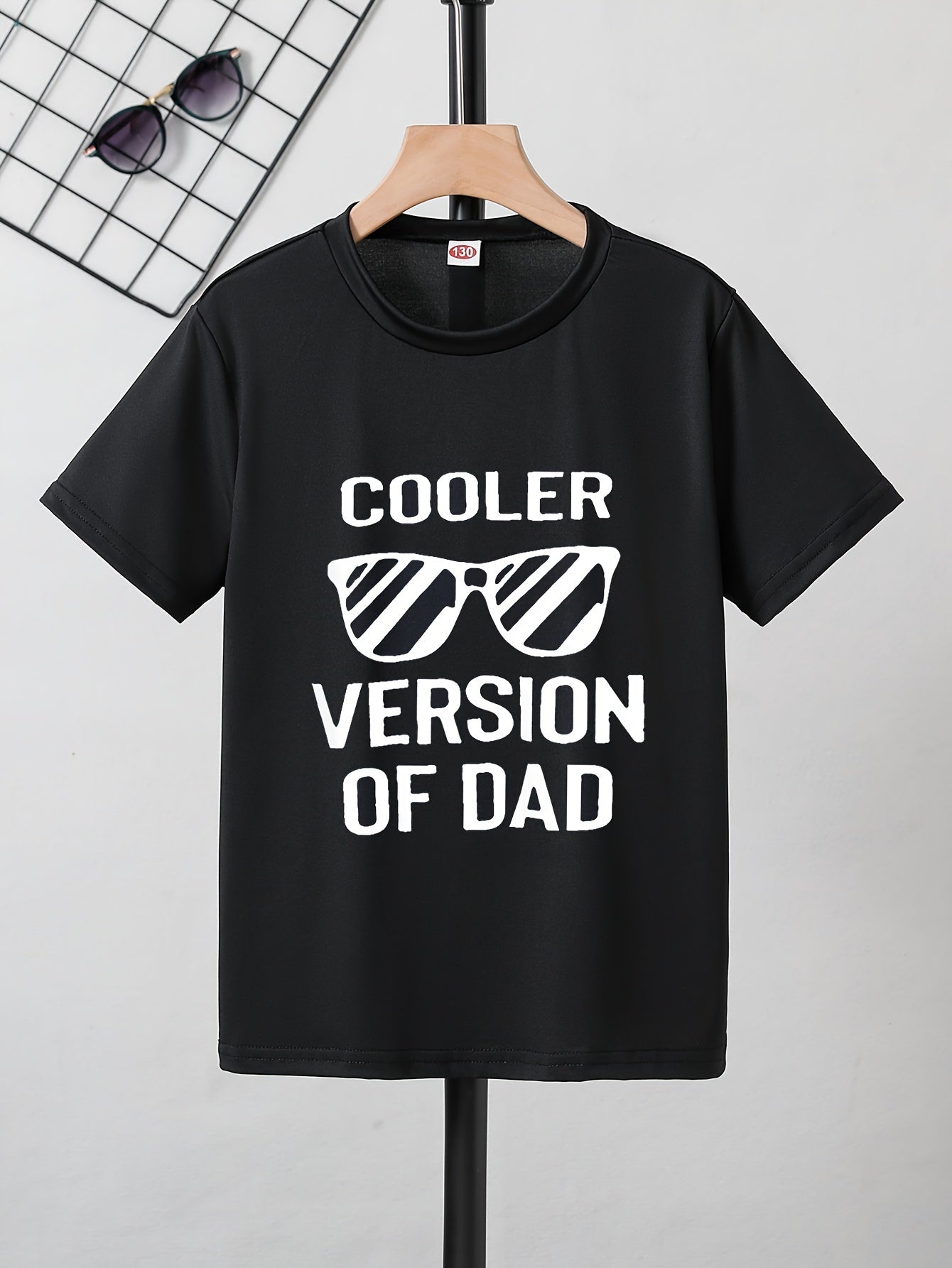 COOLER VERSION OF DAD Letter Print Boys Creative T-shirt, Casual Lightweight Comfy Short Sleeve Tee Tops, Kids Clothes For Summer