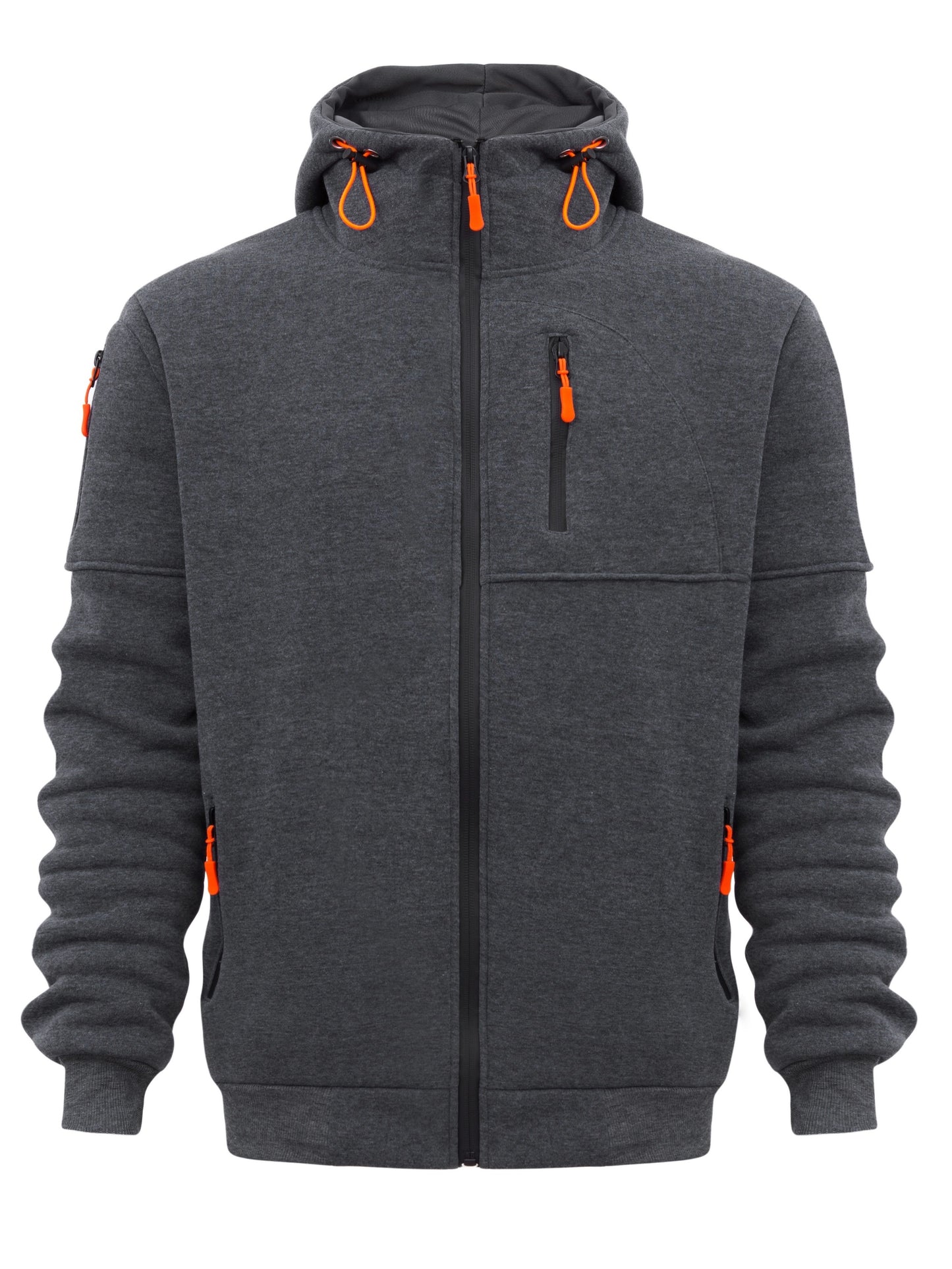 Men's Casual Long Sleeve Sports Hooded Jacket With Full Zip