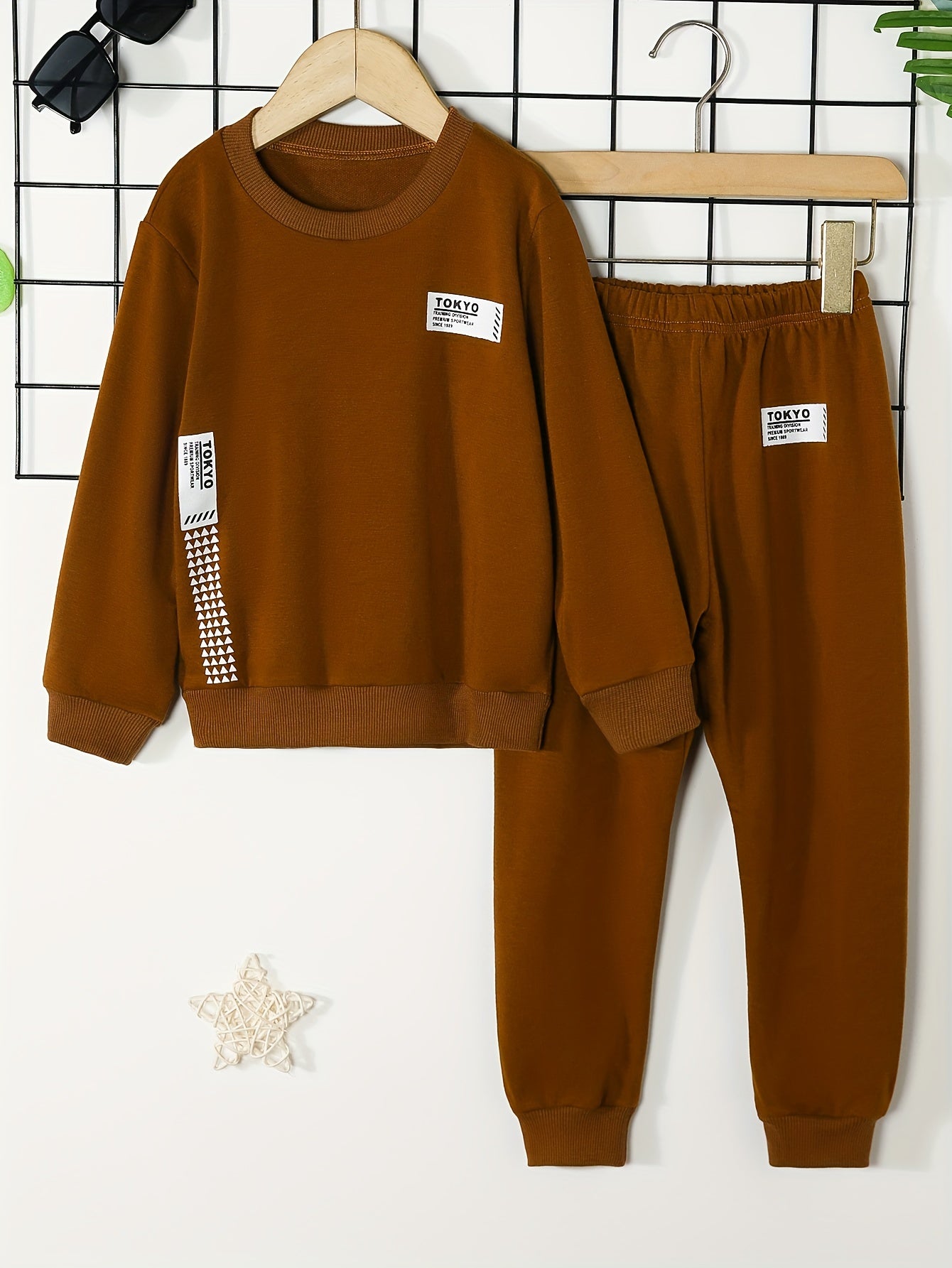 Boy's Trendy 2pcs, Sweatshirt & Sweatpants Set, TOKYO Print Long Sleeve Top, Casual Outfits, Kids Clothes For Spring Fall