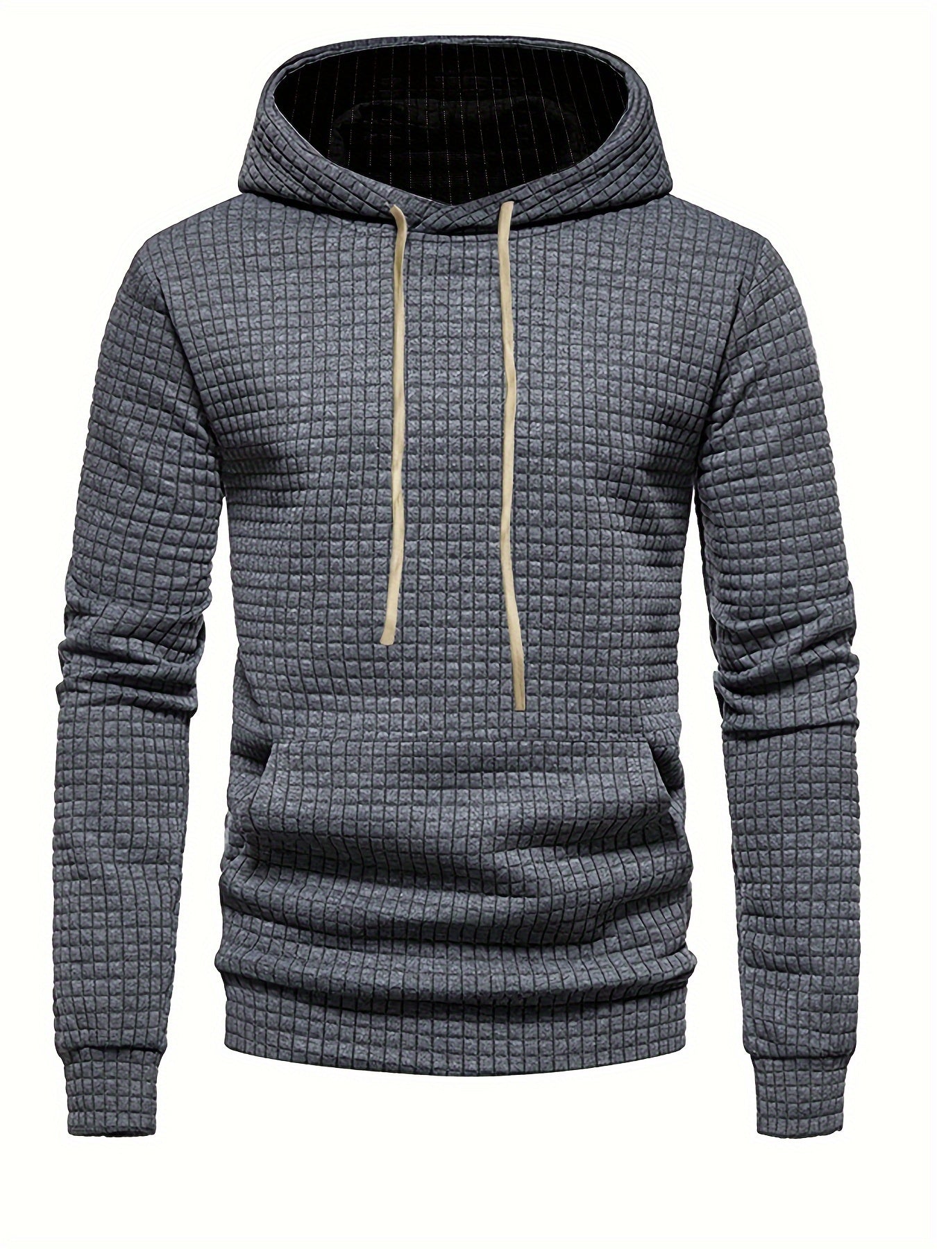 Men's Casual Suit Autumn And Winter Outdoor Sports Fitness Hooded Sweater Fashion Trendy Brand Waffle Jogging Training Two-piece Set