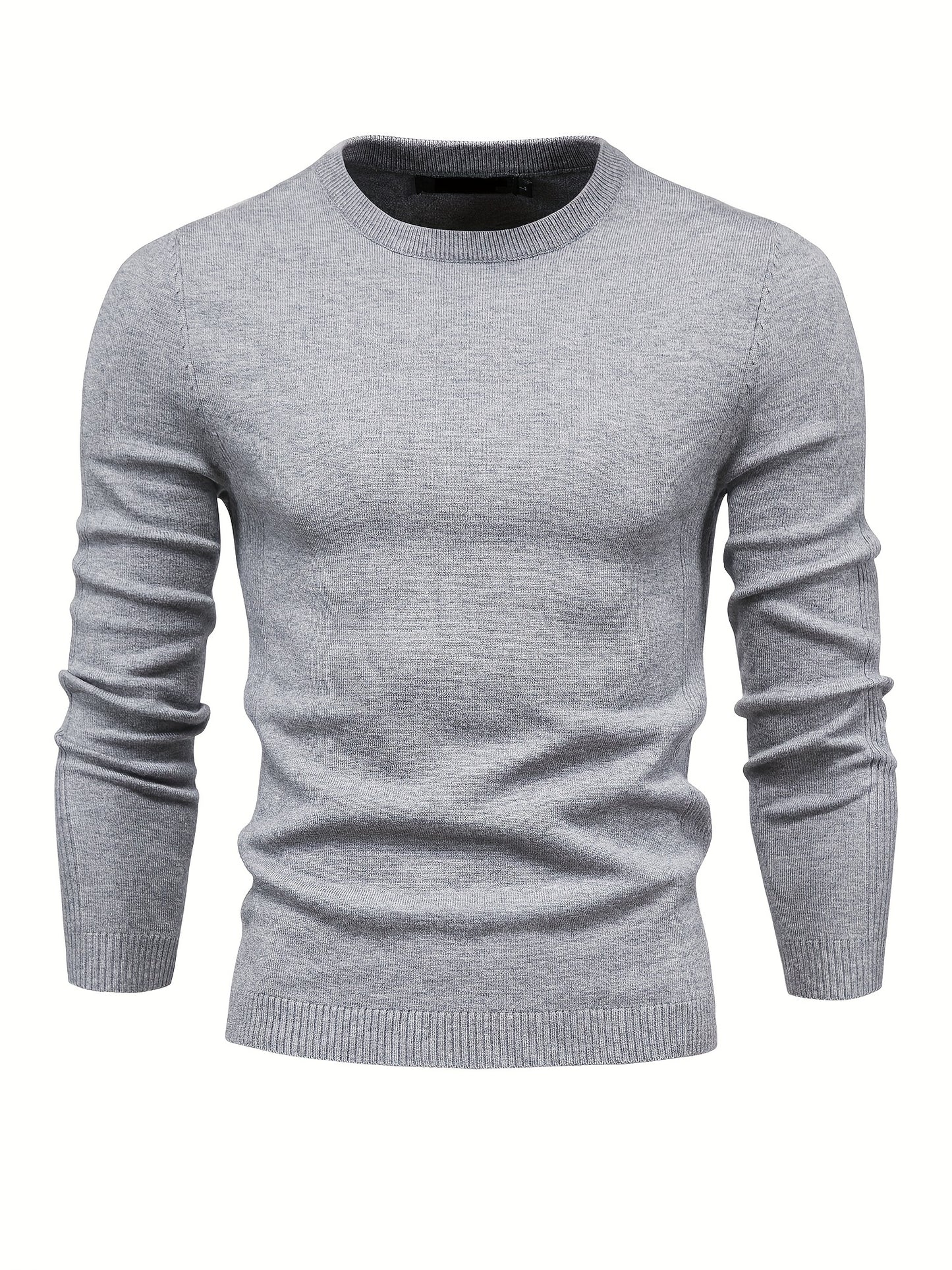 Men's Solid Color Crew Neck Slim Fit Knit Sweater