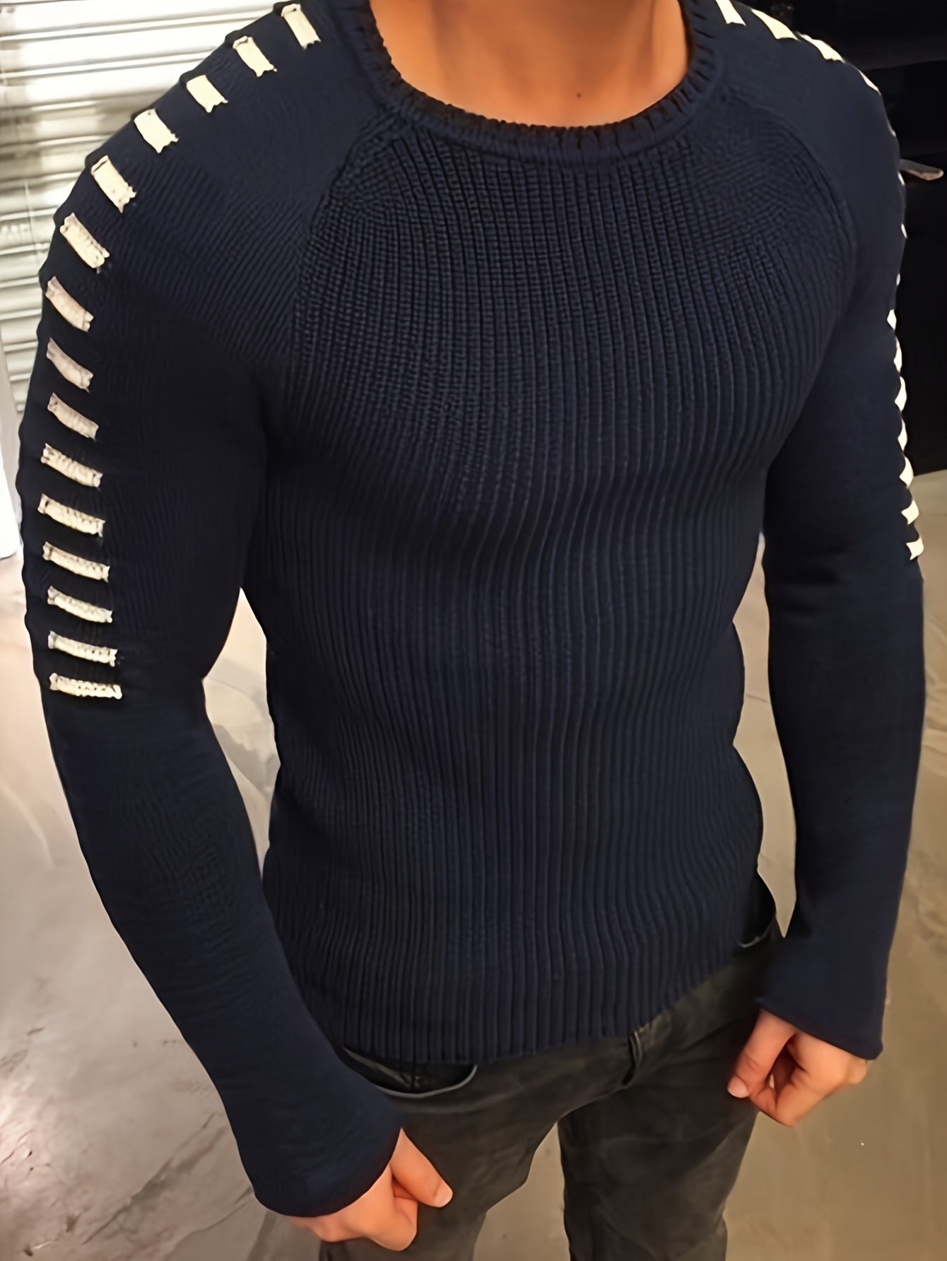 Sweater Autumn And Winter Men's Slim Long Sleeve Round Neck Knit Top Men's Clothes