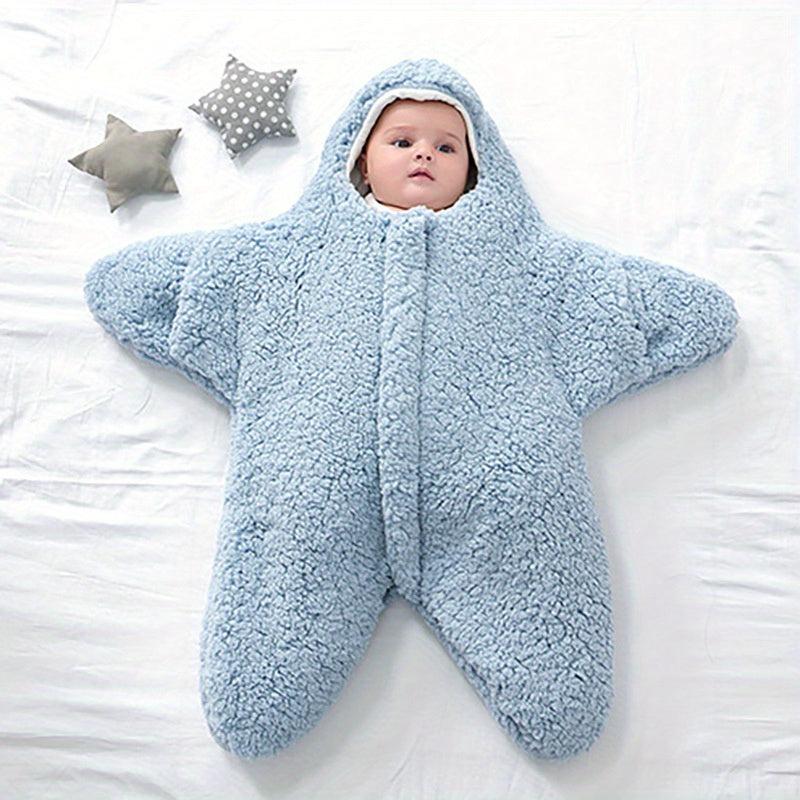 Newborn Winter Thickened Star Style Super Soft Sleeping Bag, Shockproof And Anti-jumping Swaddle Pajamas, Equipped With Zipper - Very Suitable For Baby Sleeping